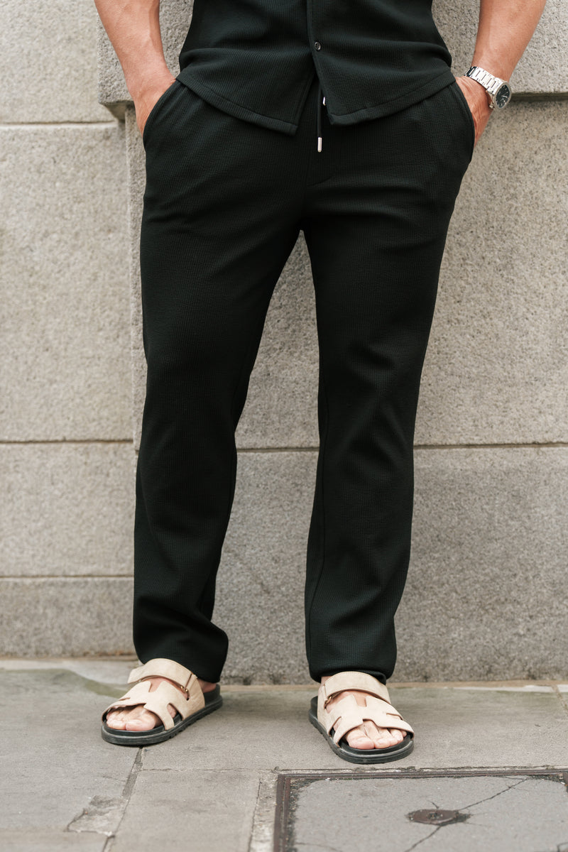 Father Sons Jersey Cord Relaxed Black Trousers - FSR014