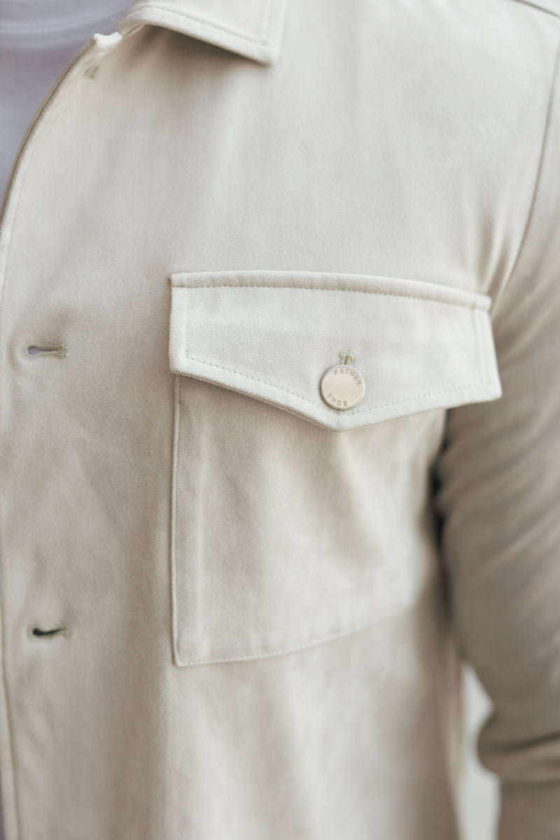 FS Suede Feel Button Up Jacket Light Grey / Silver - FSN220