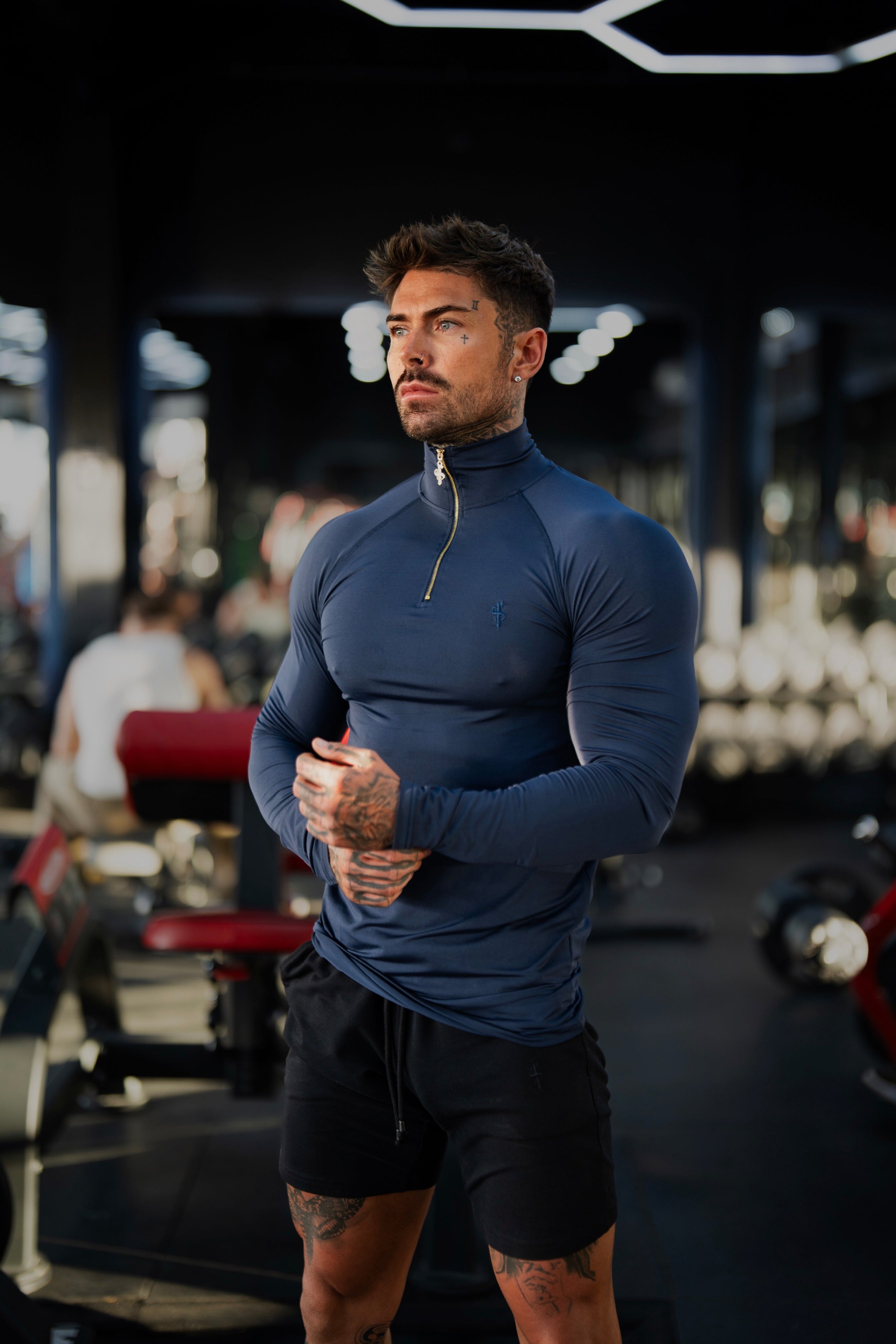 LS Navy Half Zip Gym Top - FSH1282