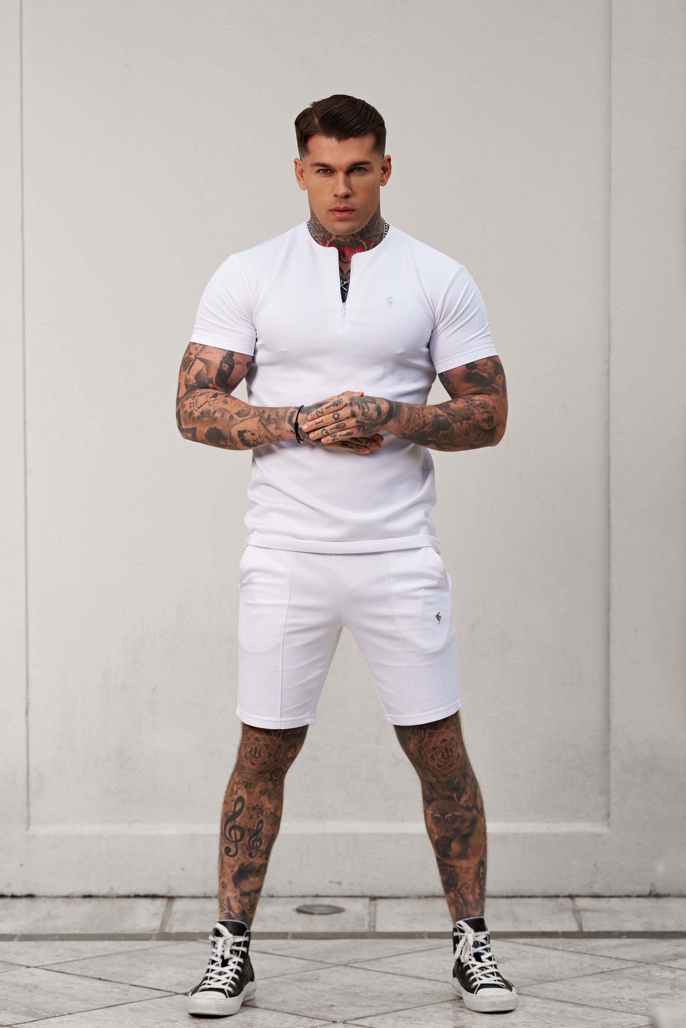 Scuba White / Silver Elasticated Drawstring Pintuck Shorts - FSH1042