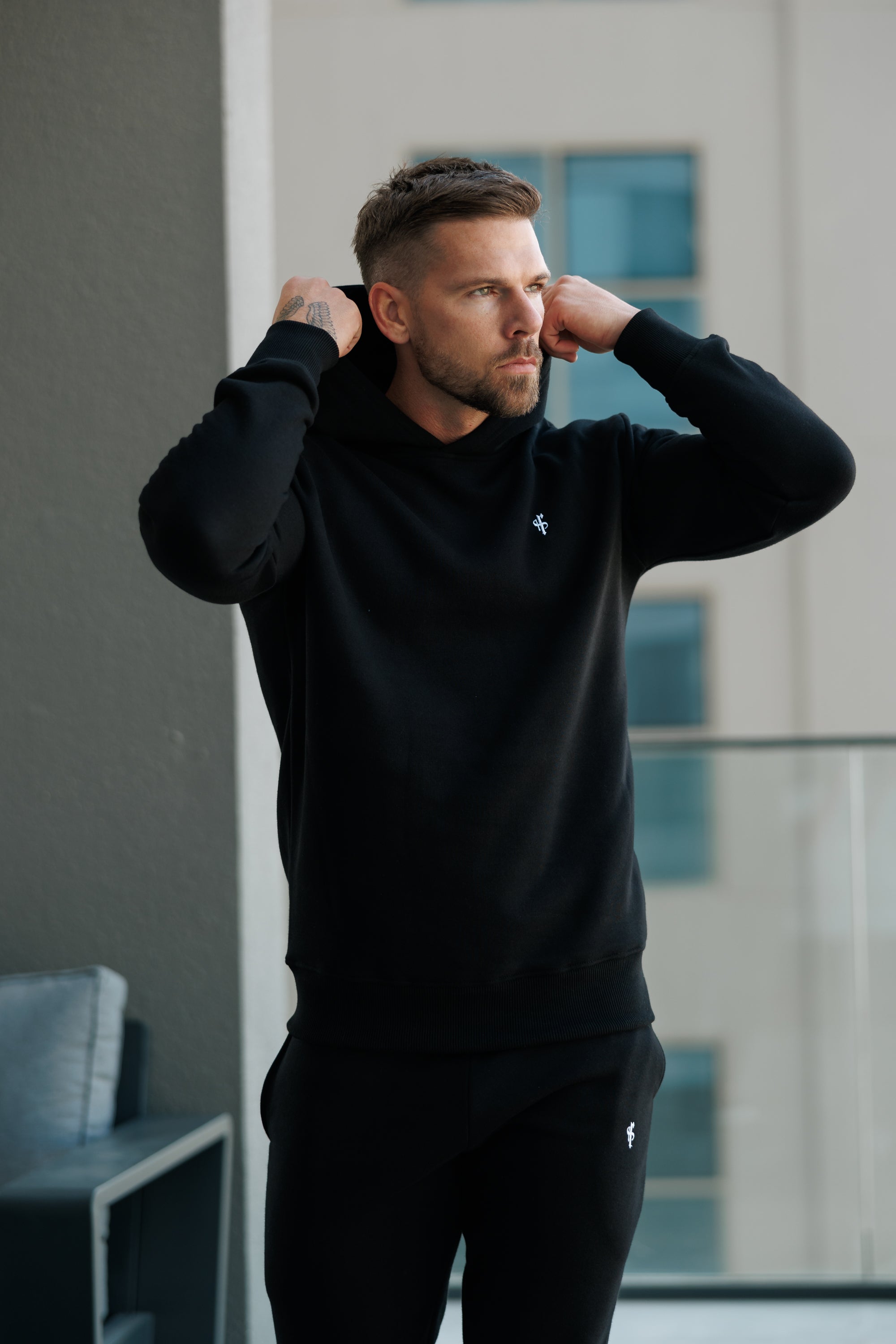 Plain Black Hoodie With FS Branding - FSH1189