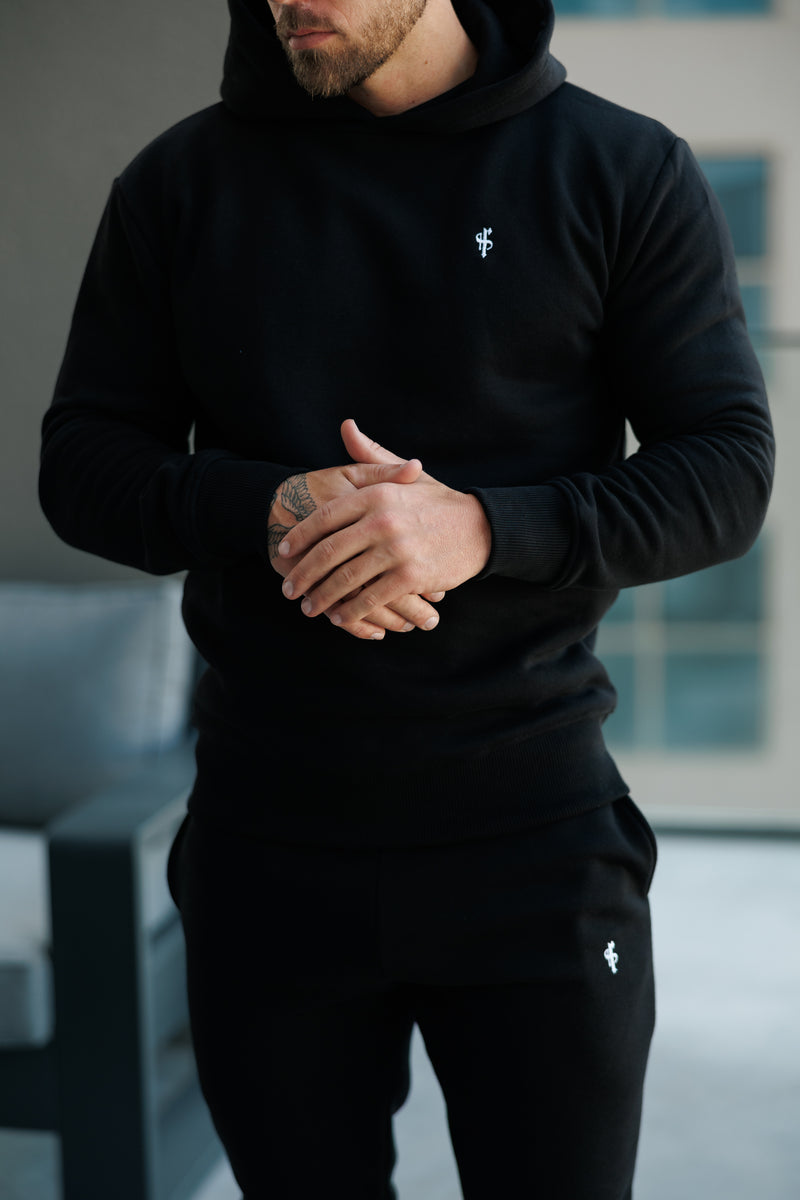 FS Plain Black Hoodie With FS Branding FSH1189 Father Sons