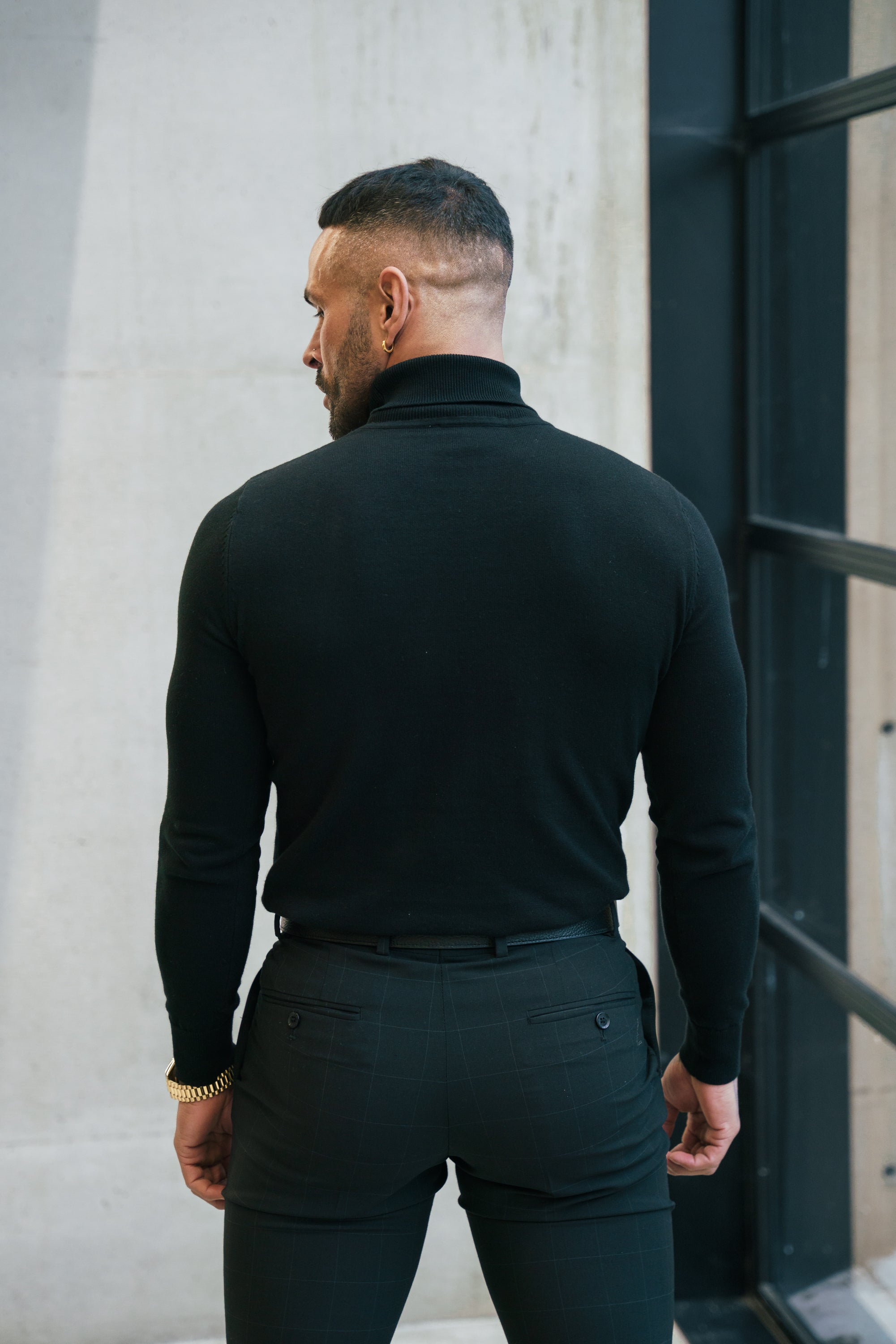 FS Black Roll Neck Knitted Jumper With FS Branding -  FSN201