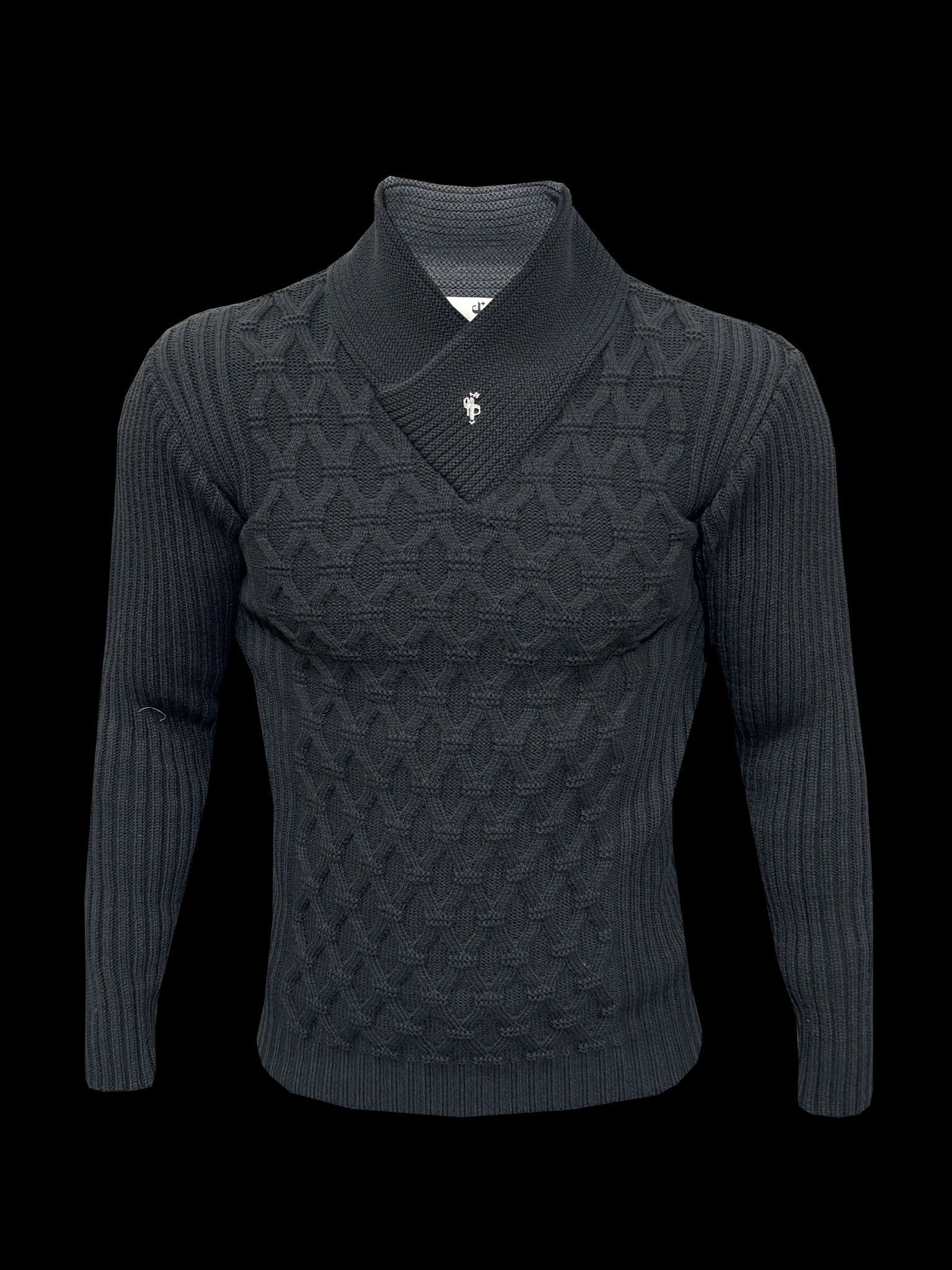 Father Sons Chunky Cable Knit Gun Powder / Charcoal Sweater - FSJ065