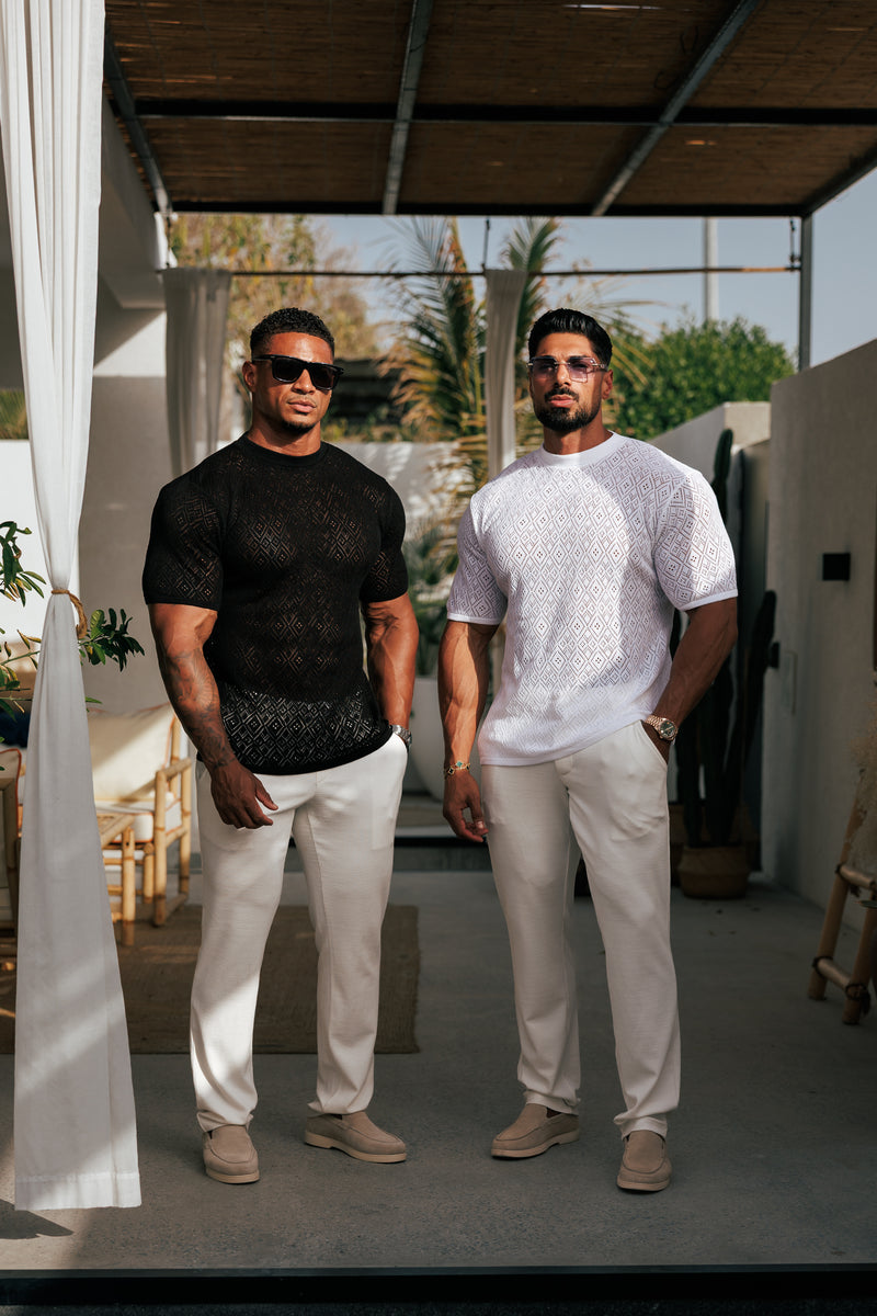 Father Sons Crochet Crew T-Shirt Black Short Sleeve - FSJ085
