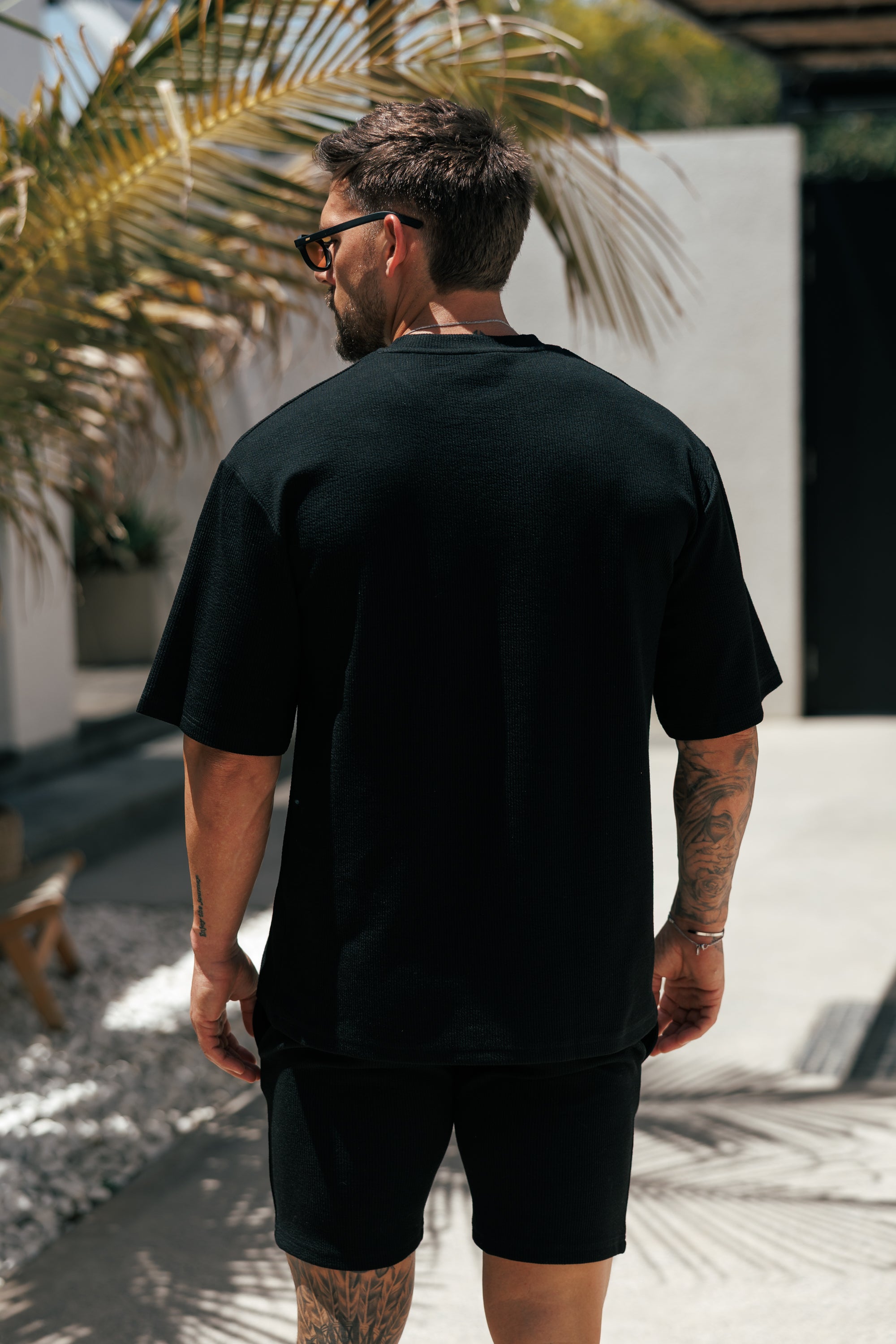 Jersey Cord Black Oversized T-Shirt - FSR102  (PRE ORDER 18TH JULY)