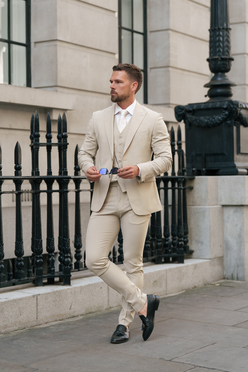 Father Sons Slim Formal Waistcoat Beige - FSW011