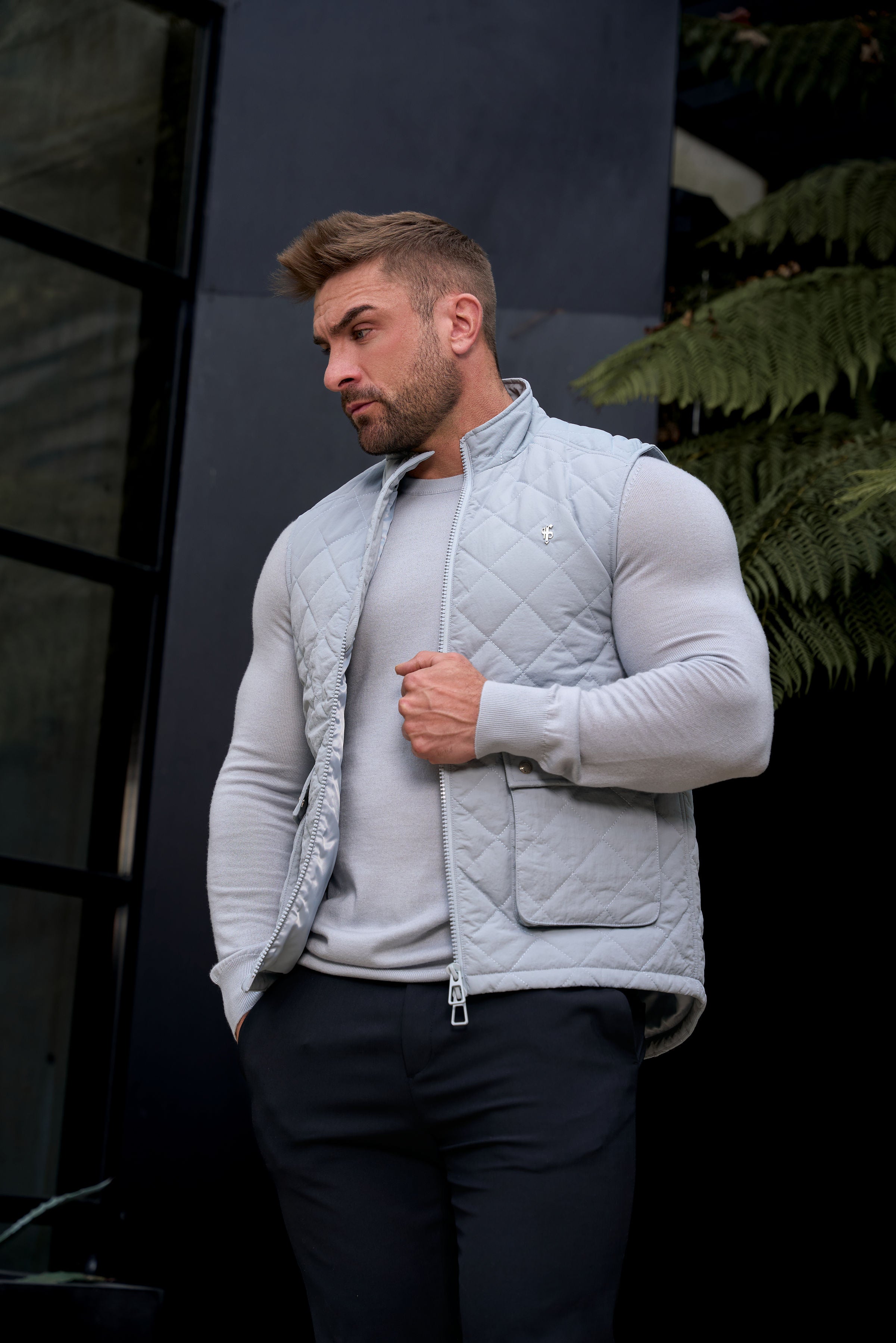 FS Grey Padded Gilet With Front Pockets  - FSN211 