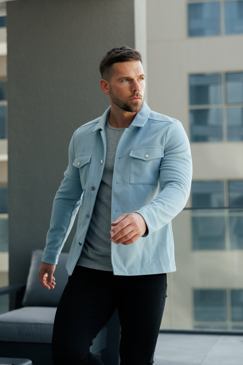 FS Brushed Button Up Plain Jacket Blue - FSN185 (PRE ORDER 15TH DECEMBER) 
