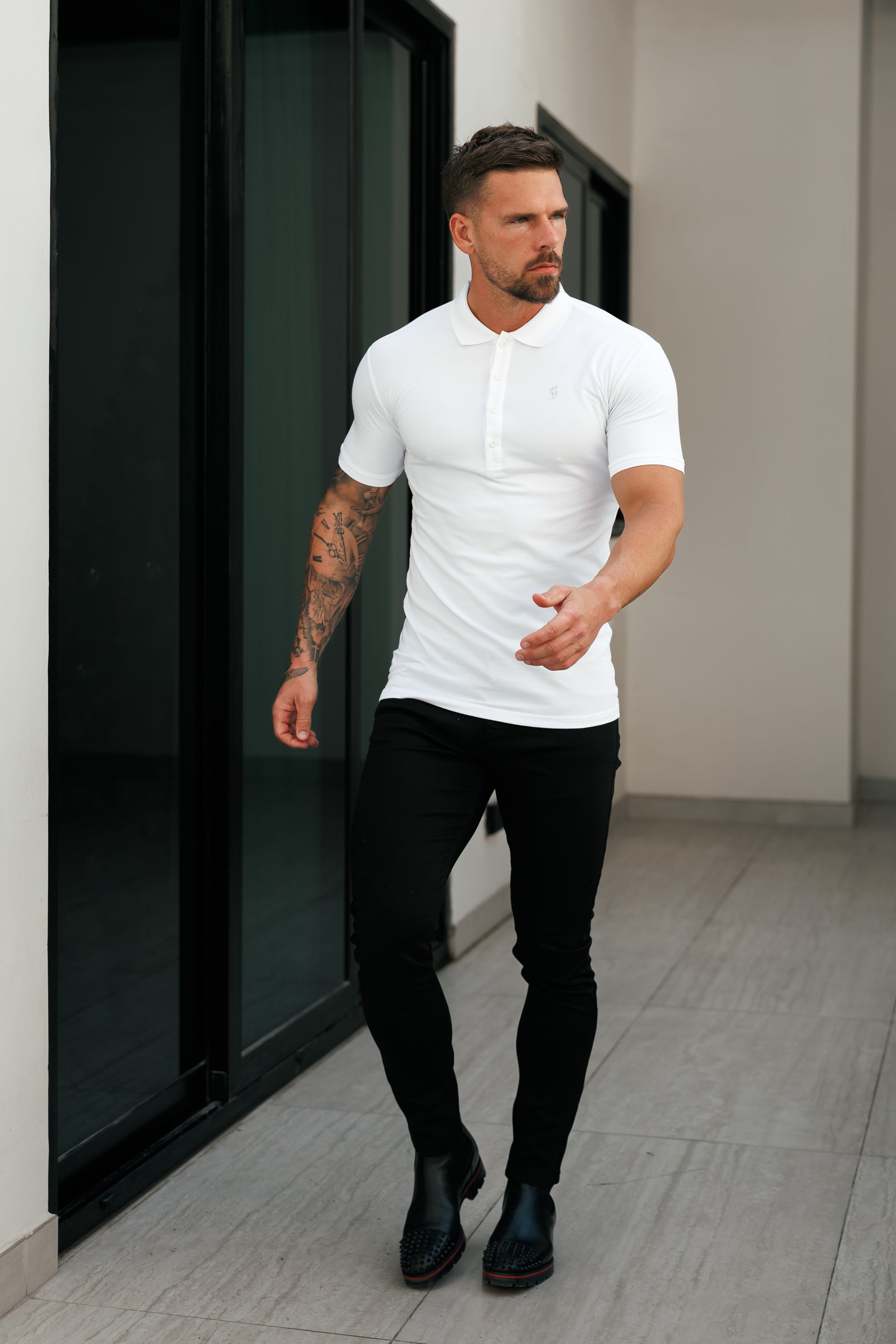White / Silver Polo Shirt - FSH1404