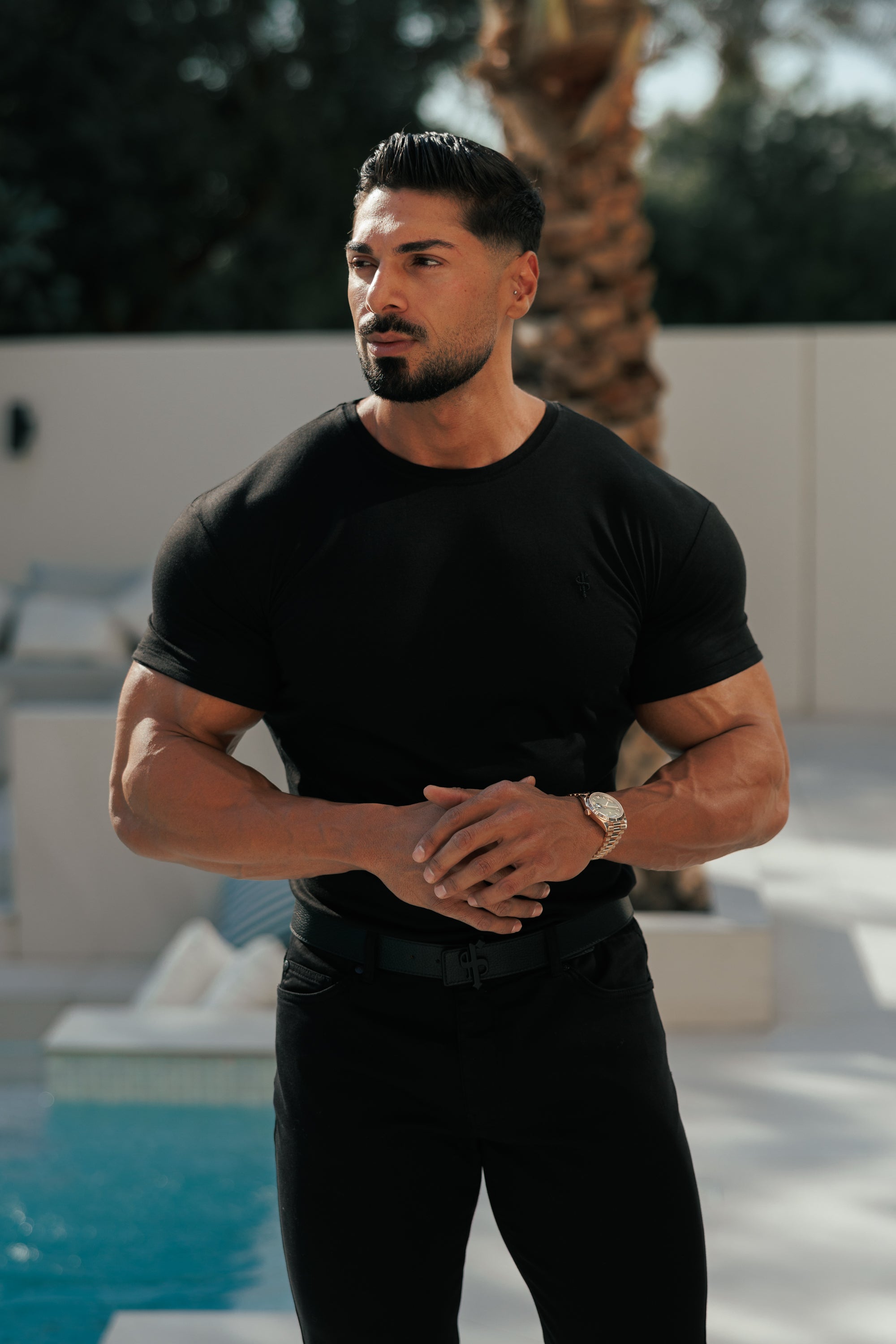 Black Bamboo Crew T Shirt - FSH577