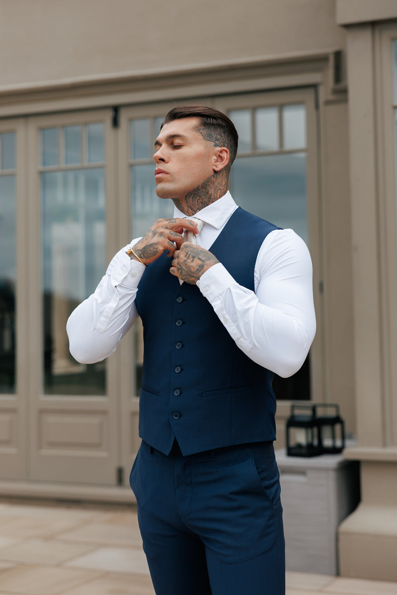 Father Sons Slim Formal Waistcoat Navy - FSW012