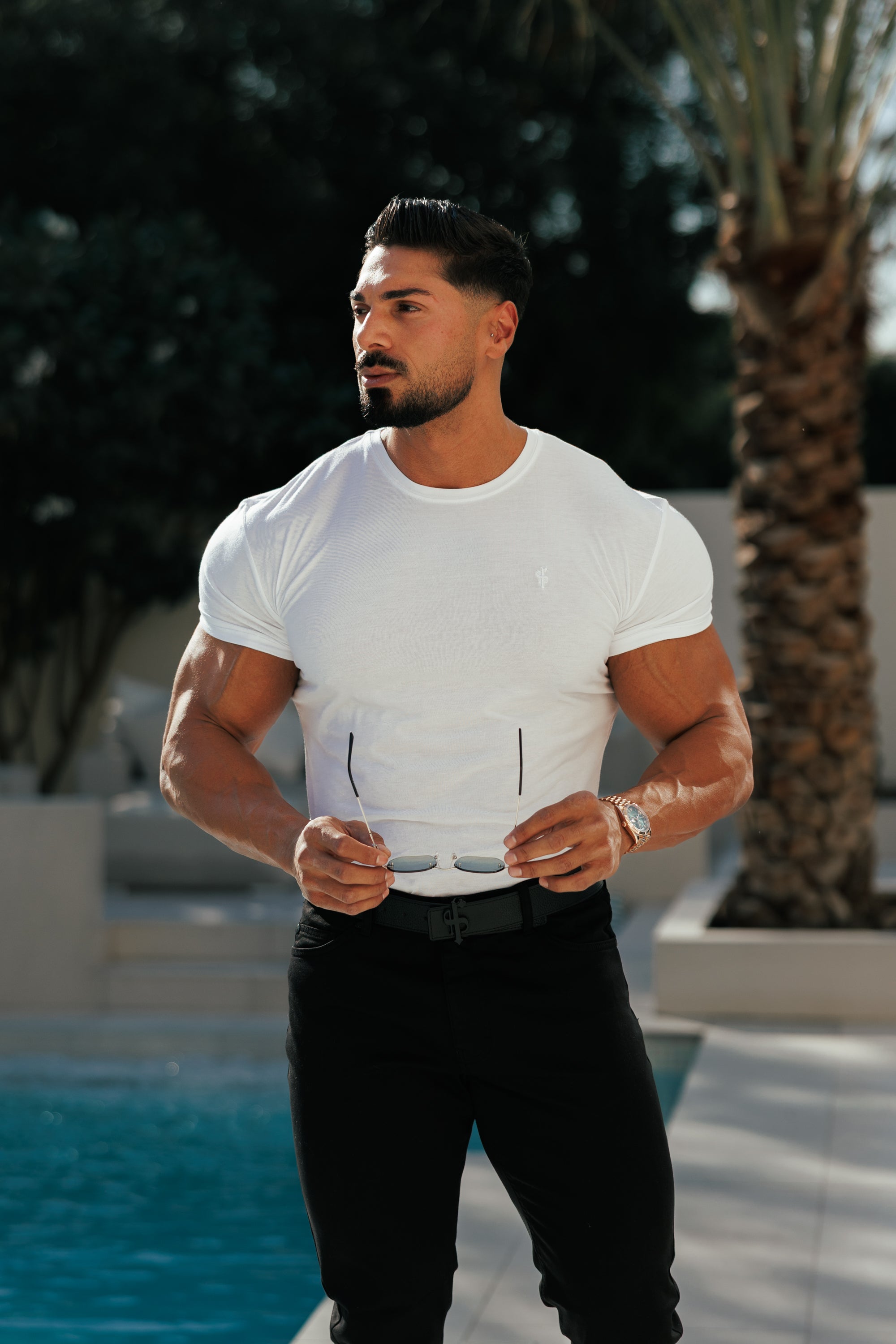 White Bamboo Crew T Shirt - FSH576