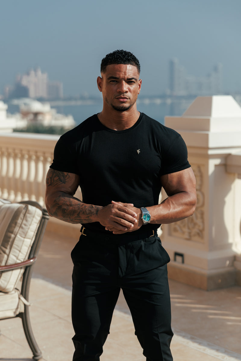 Father Sons Classic Black Bamboo Crew with Gold Metal Emblem Decal FSH1382