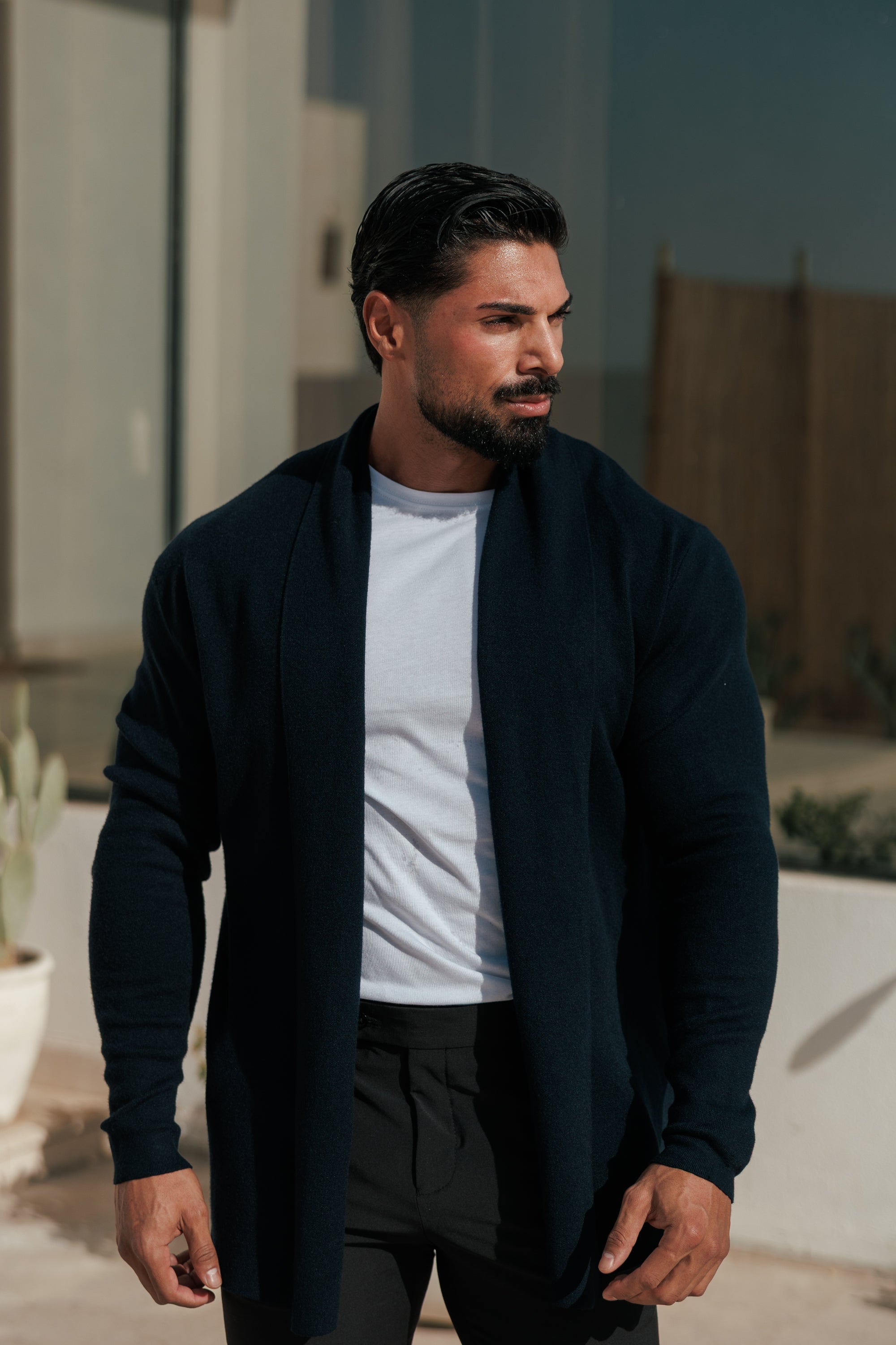Soft Touch Shawl Cardigan Navy -  FSA002