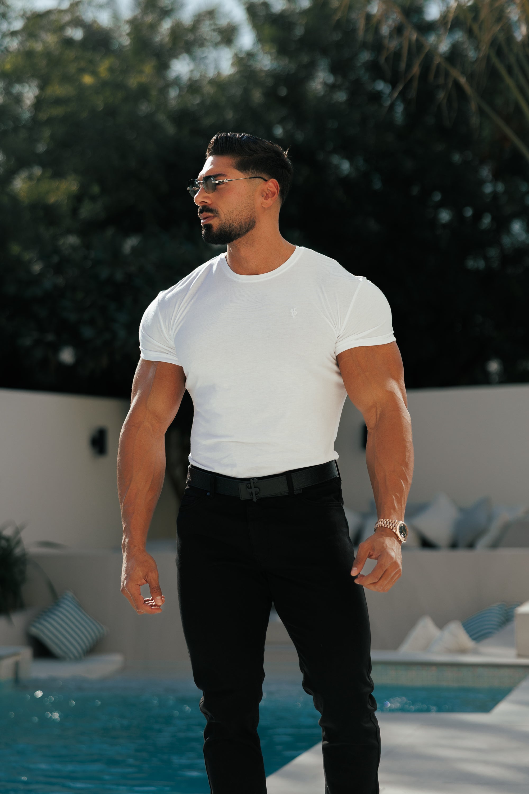 White Bamboo Crew T Shirt - FSH576