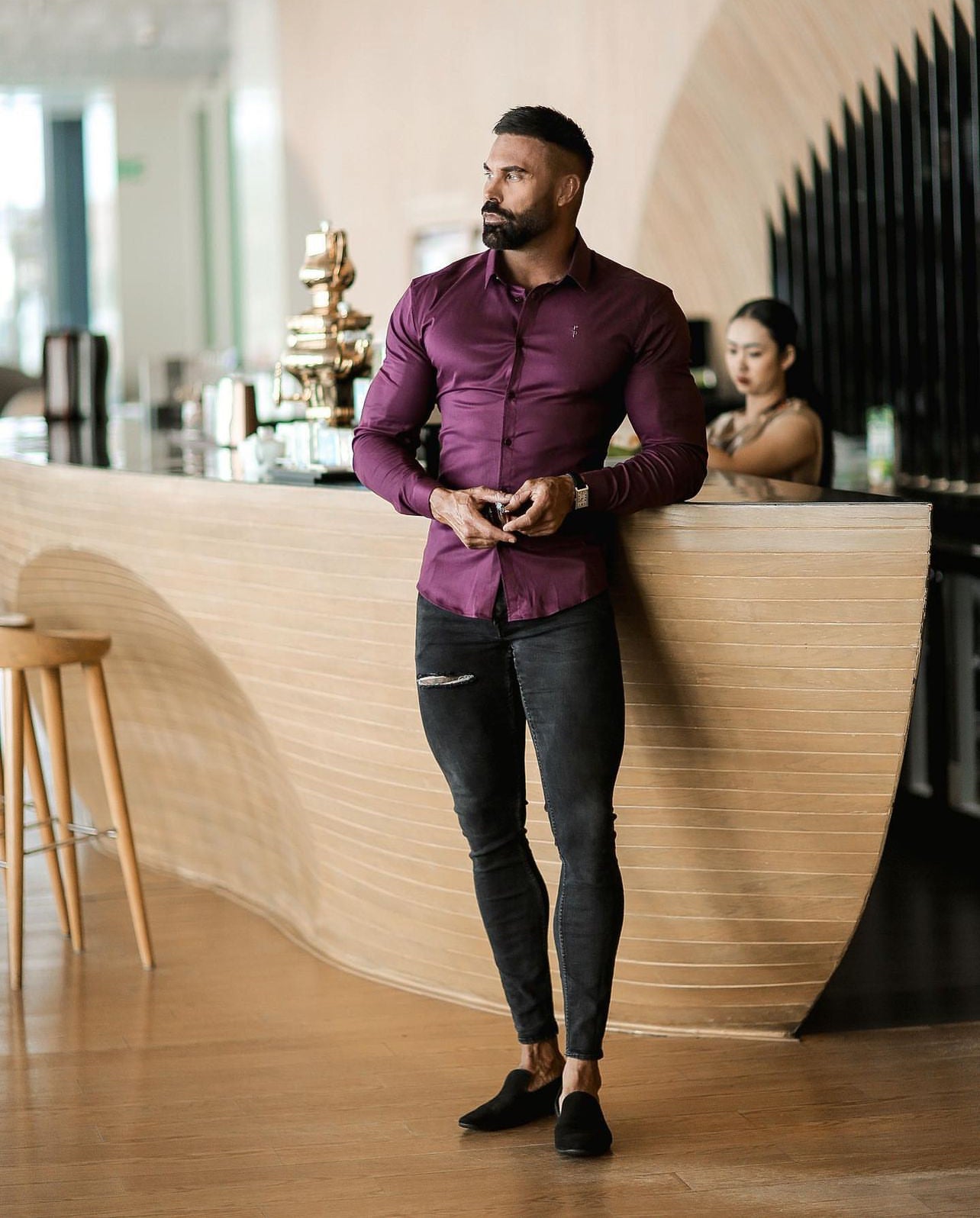 Super Slim Scuba Burgundy Long Sleeve Stretch - FS1029