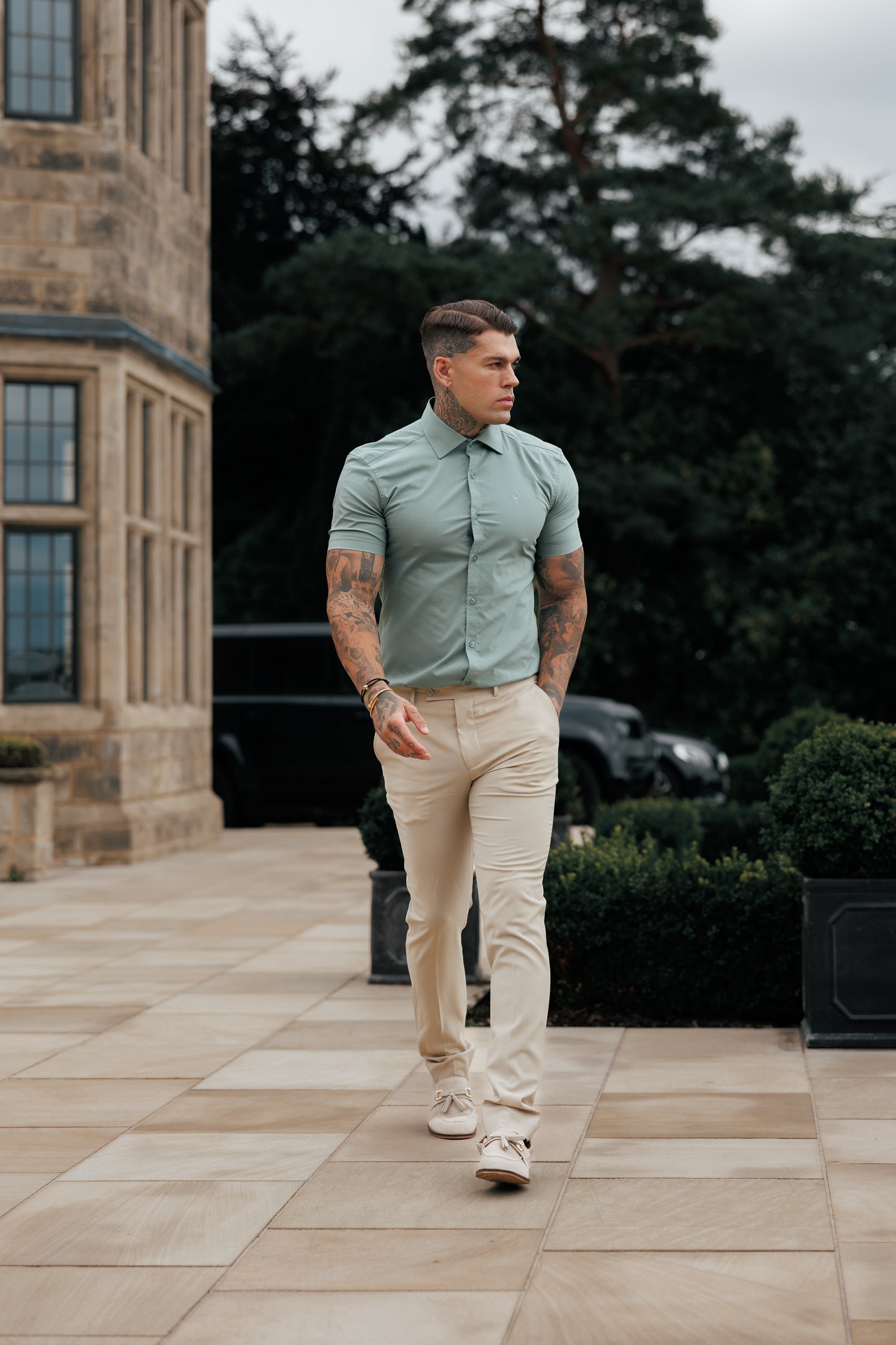 Muscle Fit Advanced Stretch Khaki Short Sleeve with Cutaway Collar - FS1204