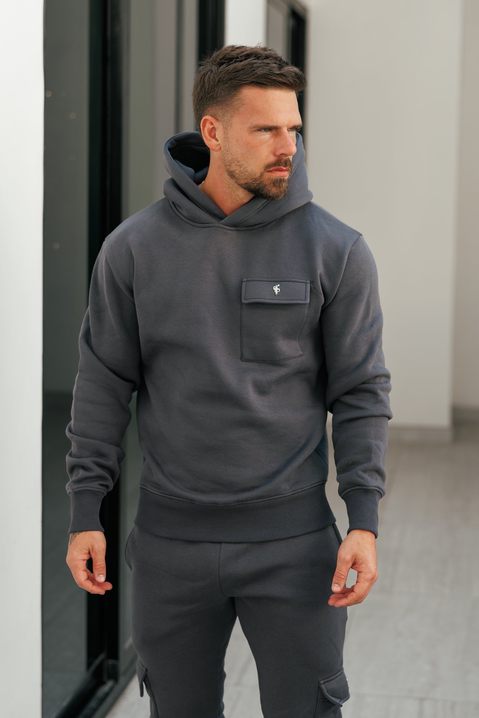 Charcoal / Silver Cargo Hoodie - FSR034