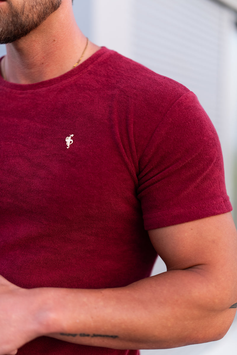 Father Sons Burgundy / Gold Towelling Crew T Shirt - FSH1349