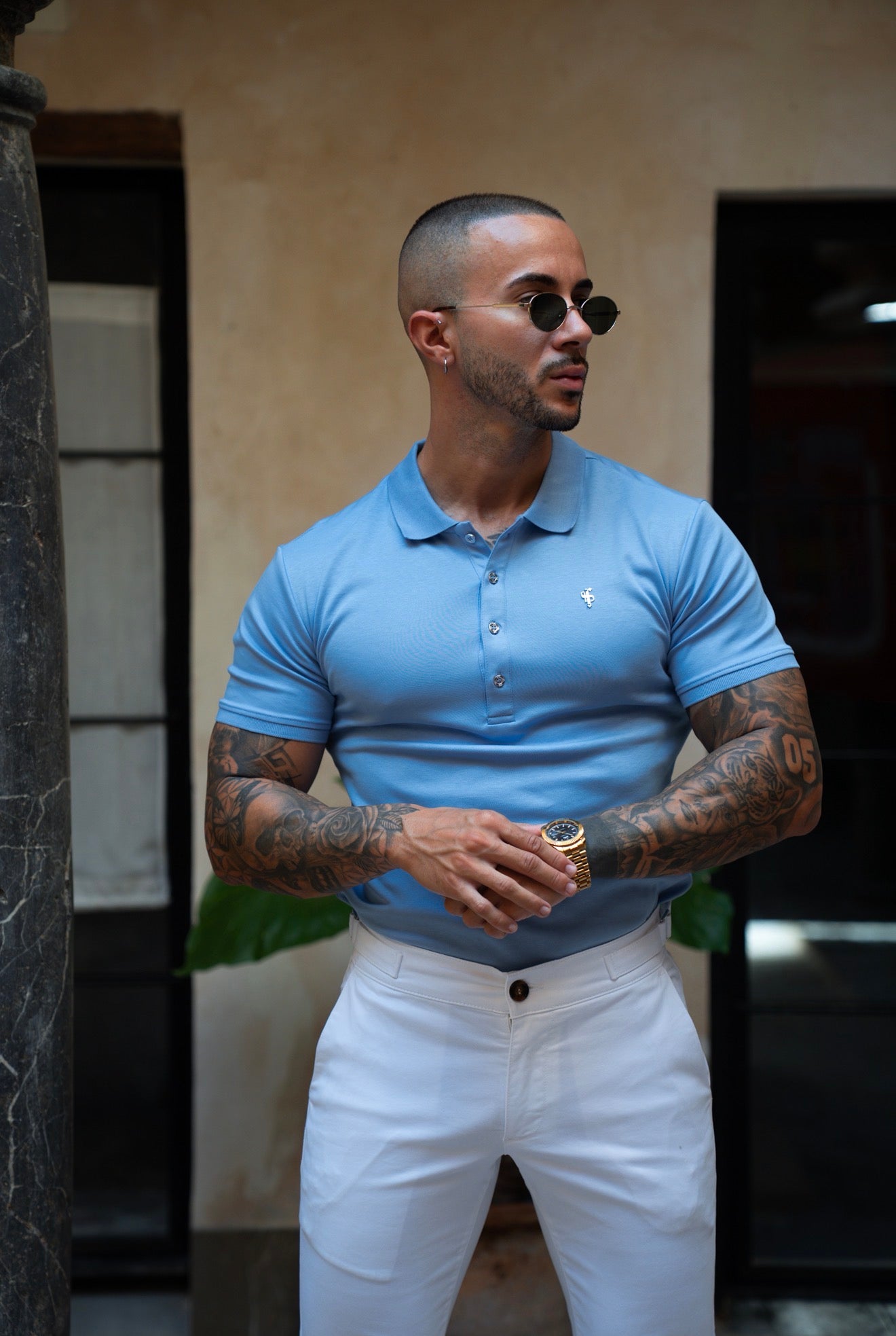 Classic Blue / Silver Pima Cotton Polo Short Sleeve  - FSH1549