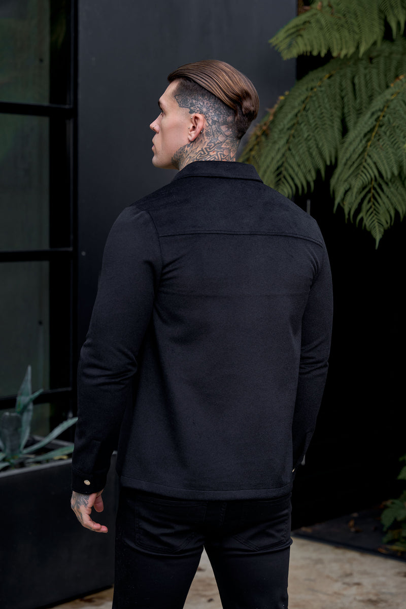 FS Brushed Button Up Plain Jacket Black - FSN182 (PRE ORDER 15TH DECEMBER) 