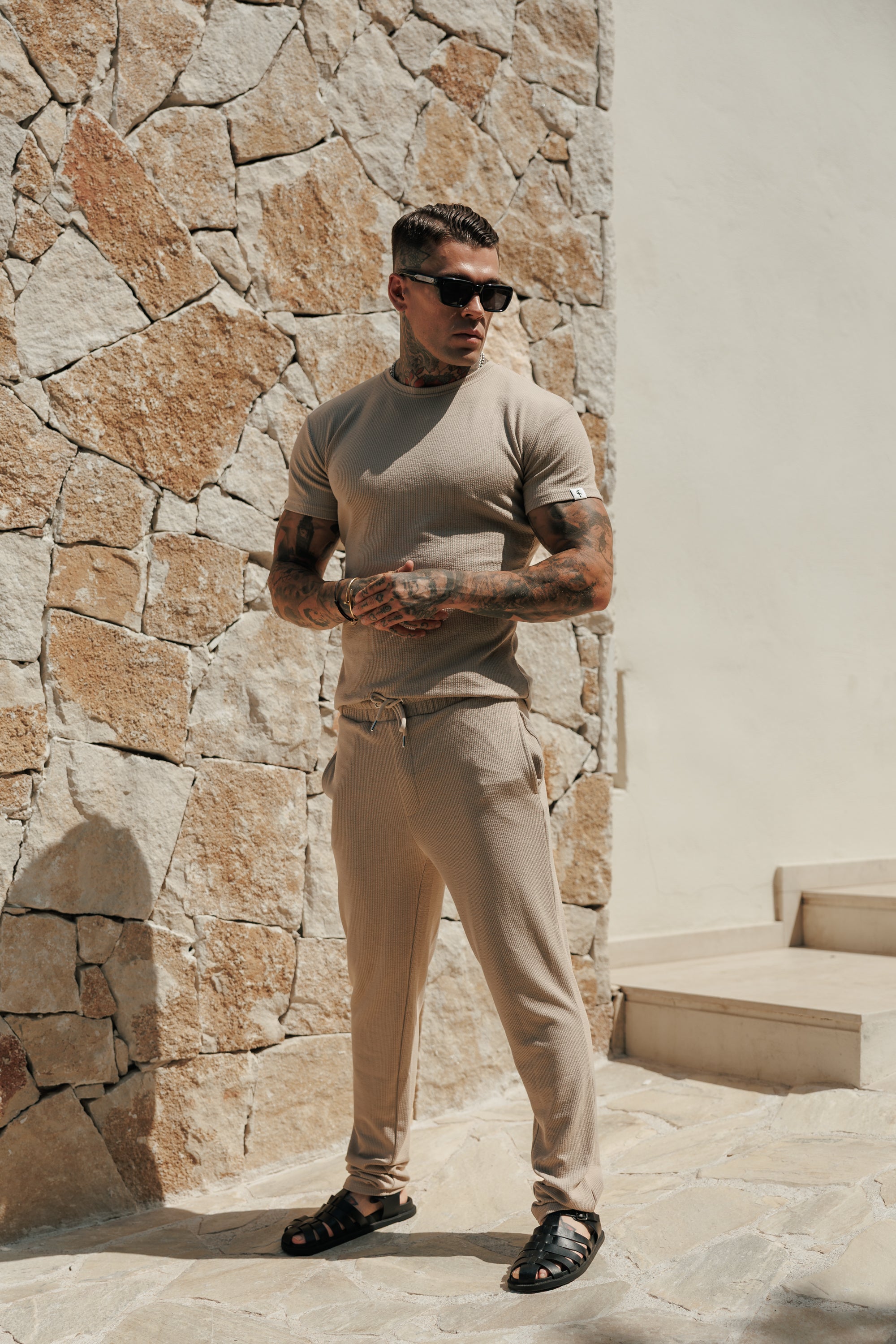 Jersey Cord Slim Beige Trousers - FSR089