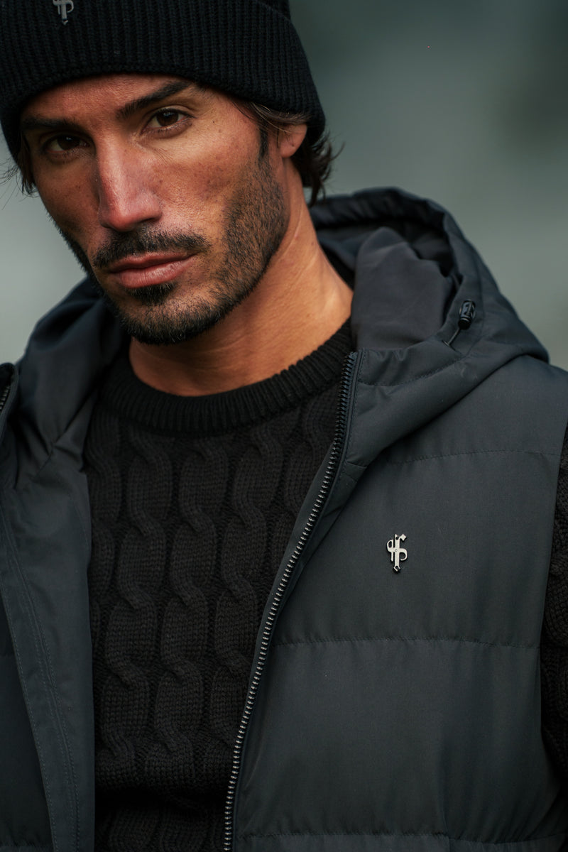 FS Black Padded Hooded Gilet - FSN235 (PRE ORDER 15TH DECEMBER)