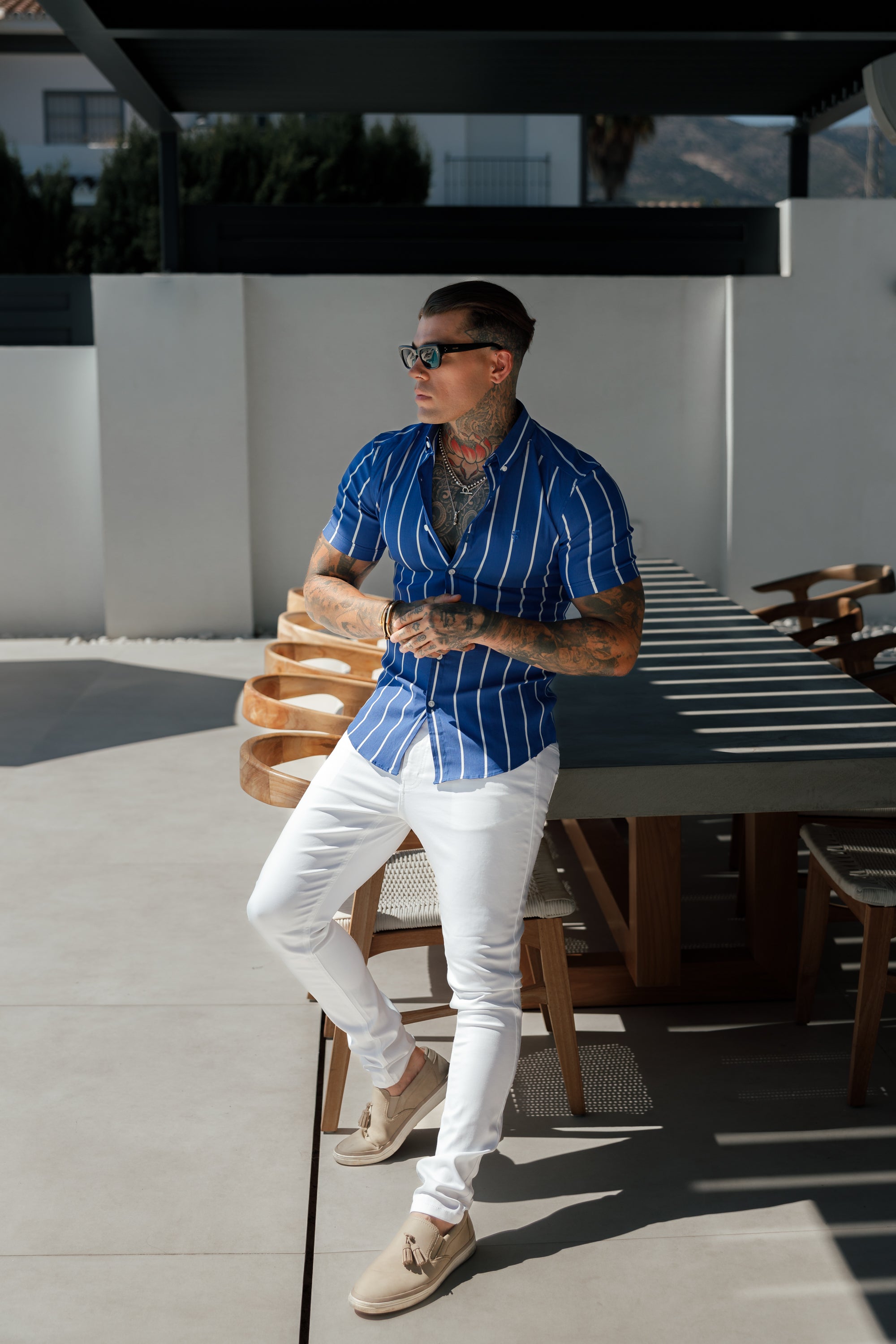 Father Sons Slim Stretch White Sateen Pants - FSH529