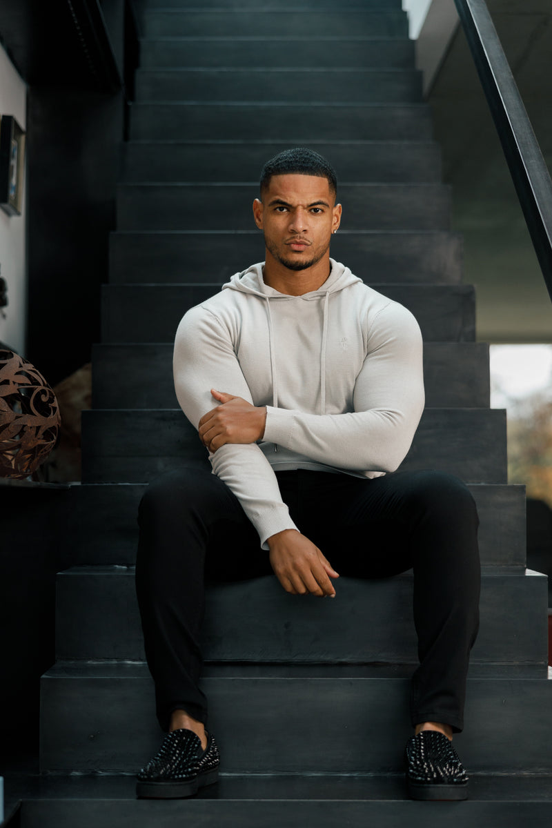 Father Sons Silver Grey Knitted Overhead Hoodie - FSN117