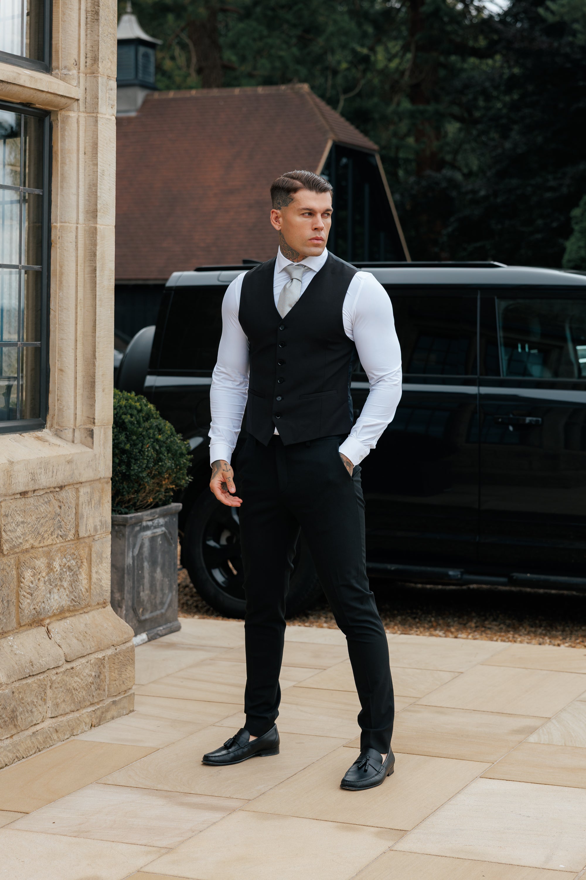 Relaxed Formal Black Stretch Trousers - FSTR020 RELAXED