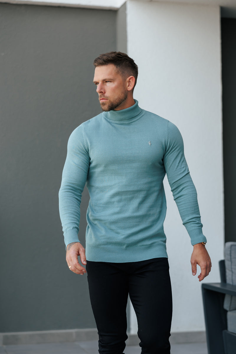 FS Teal Roll Neck Knitted Jumper With FS Branding -  FSN205