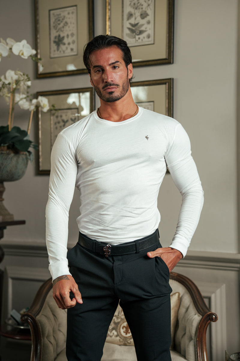 Father Sons White / Silver Bamboo Crew Long Sleeve - FSH1416