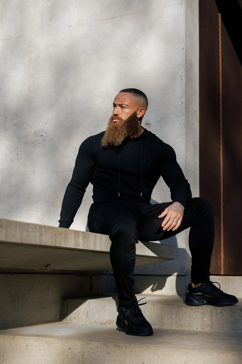 Father Sons Black Knitted Overhead Hoodie - FSN115