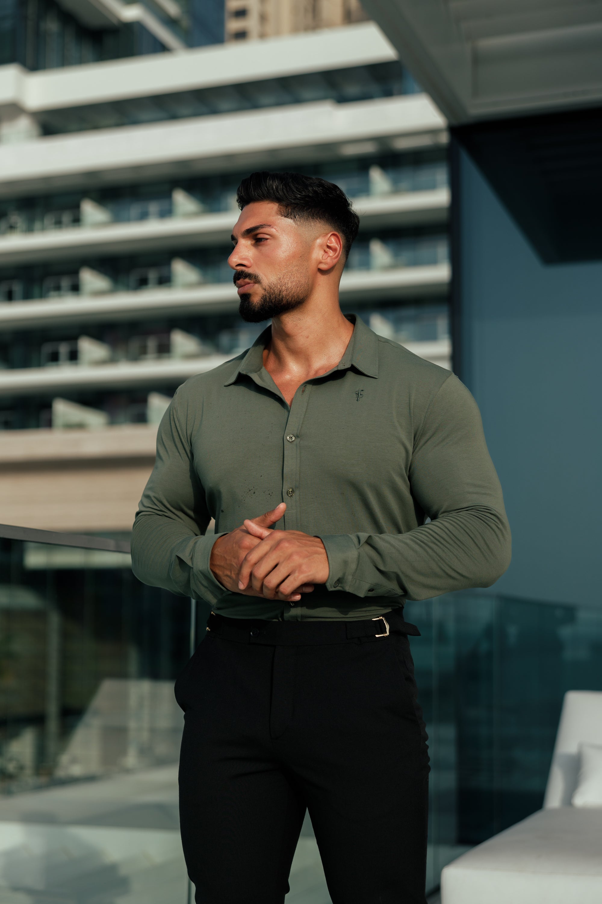 Fitted Khaki Long Sleeve Jersey - FSD003