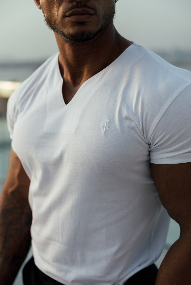 Father Sons Advanced V Neck Crew Short Sleeve White - FSH1011