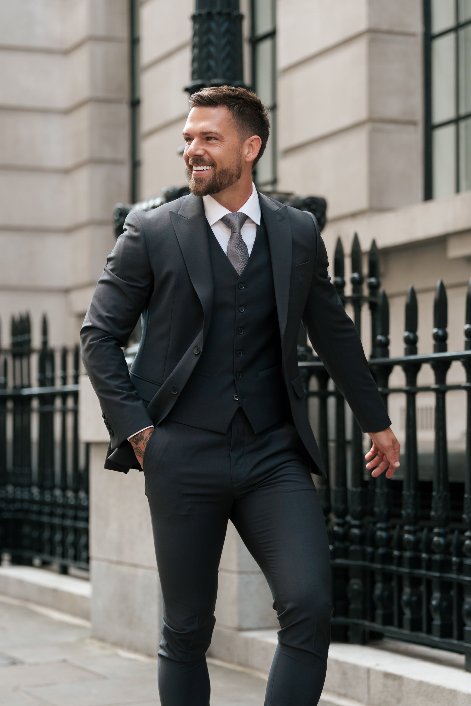 Slim Formal Charcoal Stretch Trousers - FST040