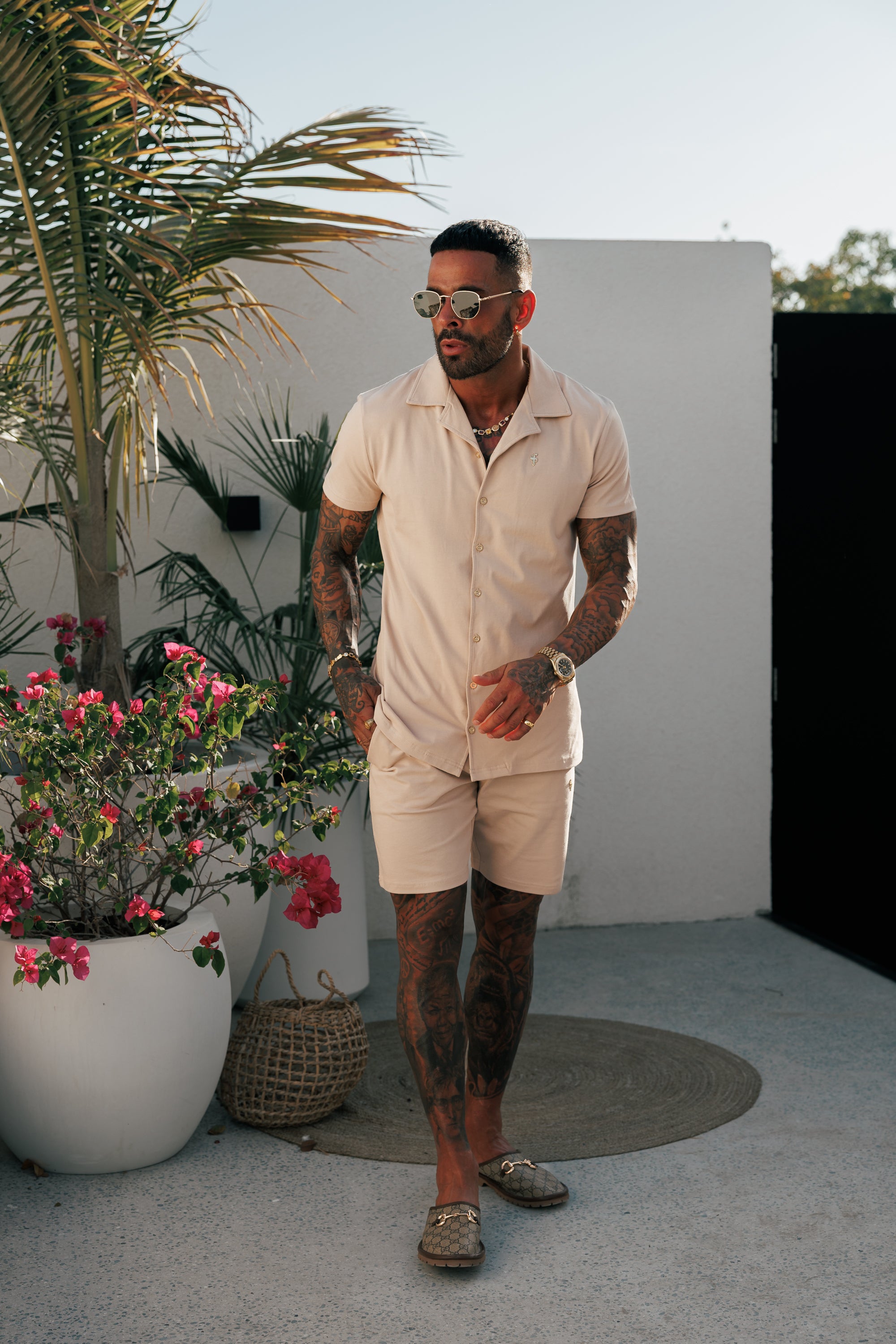 Beige Pique Shorts - FSH1362