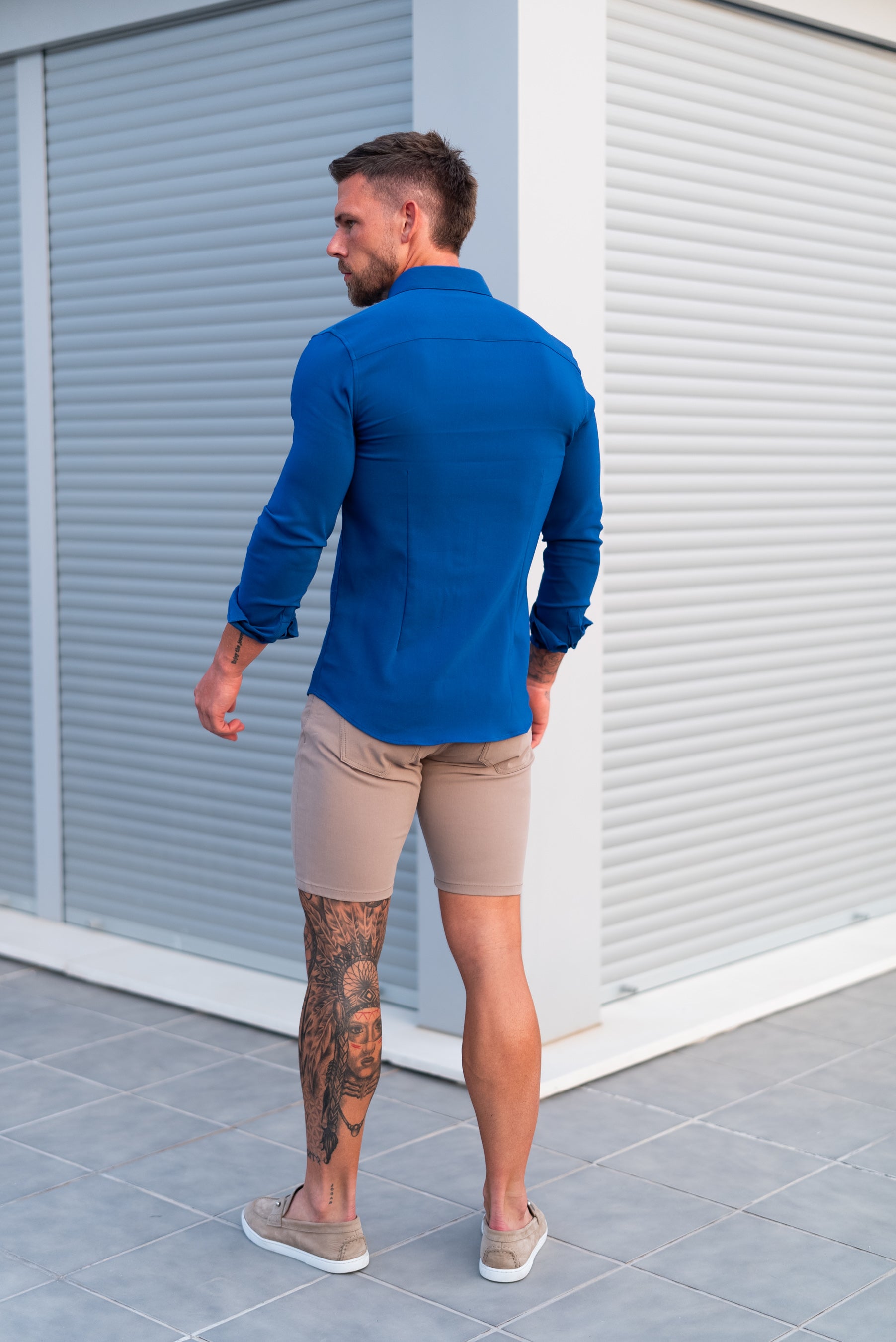 Super Slim LS Royal Blue Scuba with Button Down Collar - FS1185