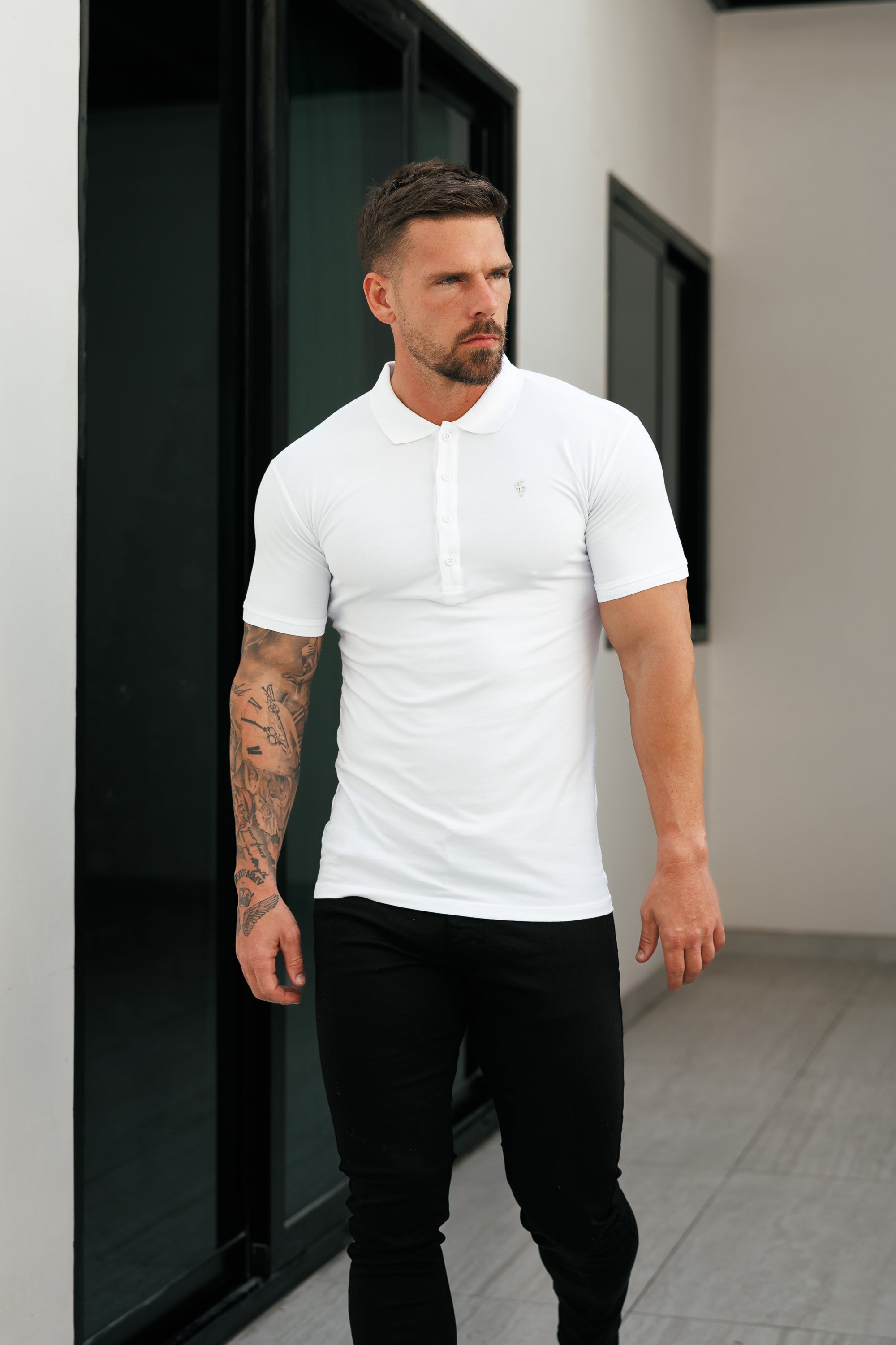 White / Silver Polo Shirt - FSH1404