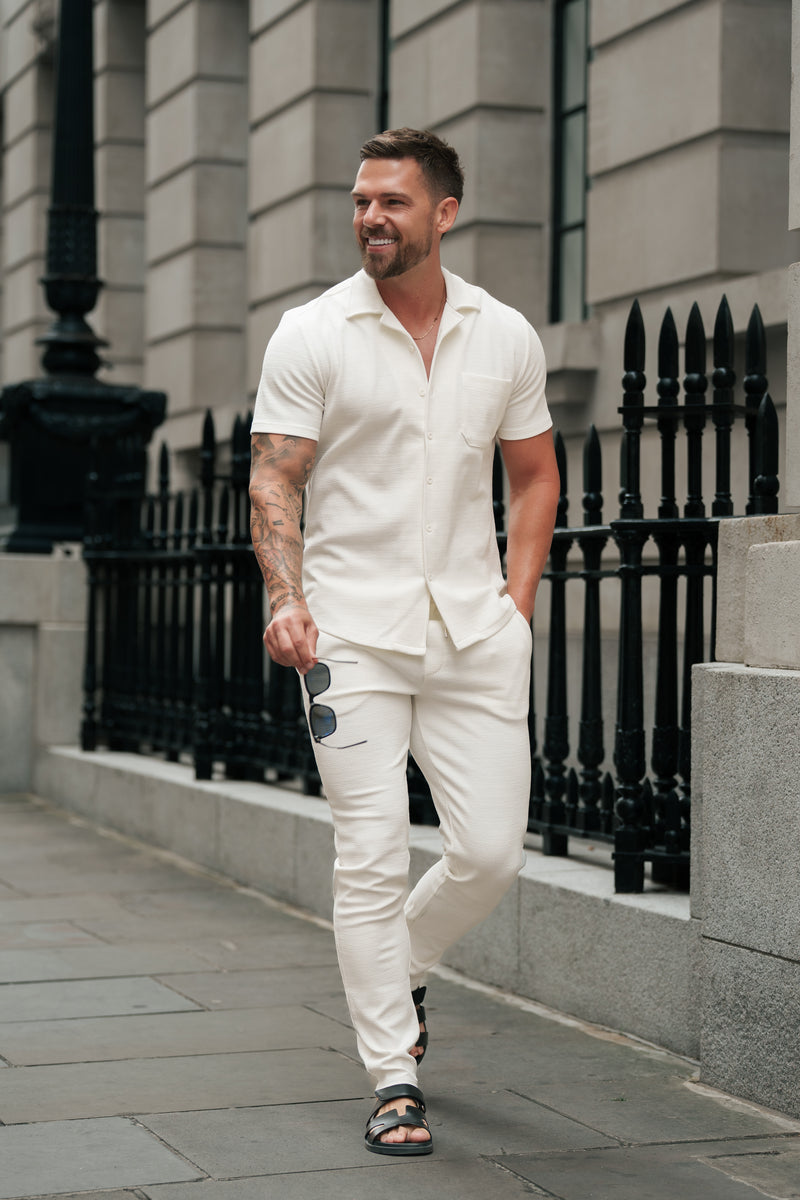 Father Sons Jersey Cord Slim White Trousers - FSR015