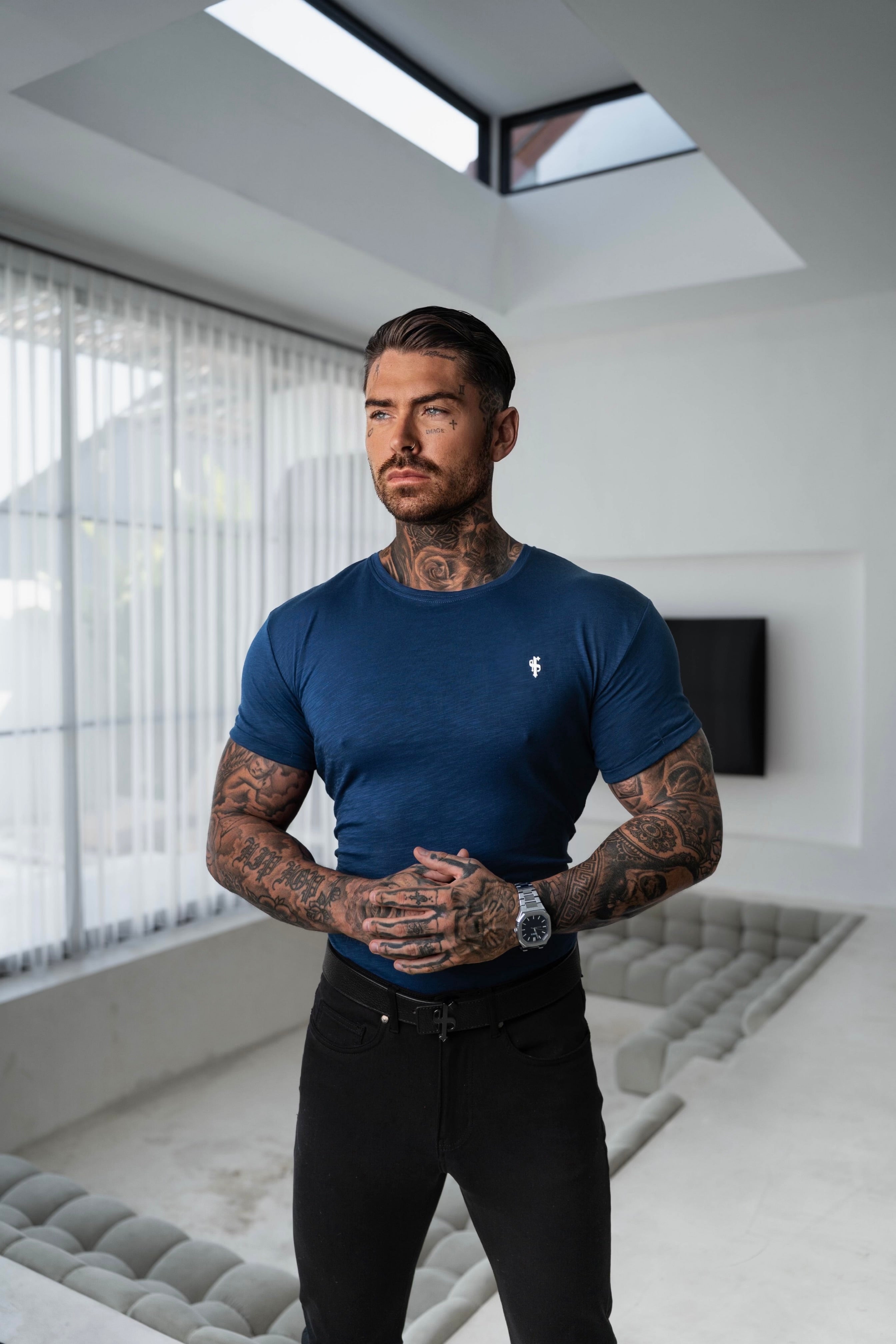 Caribbean Blue Slub Crew T-Shirt - FSH1379