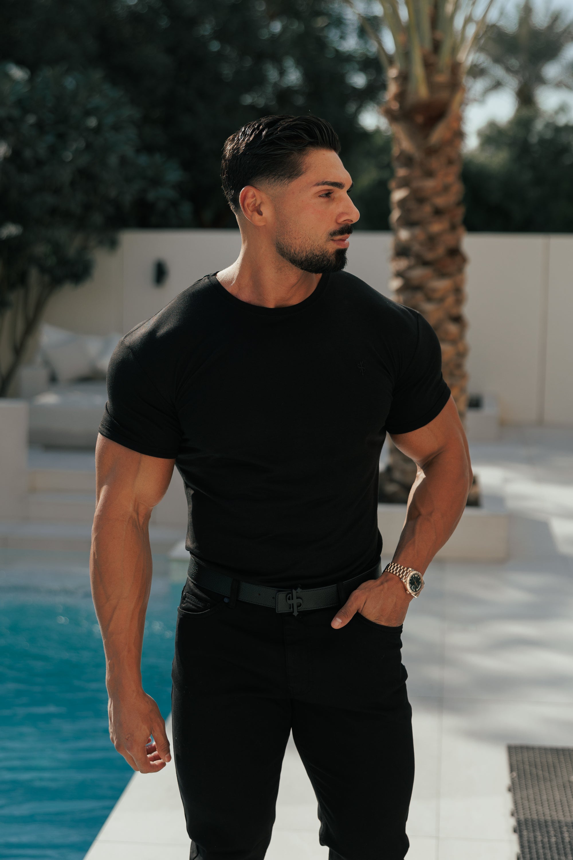 Black Bamboo Crew T Shirt - FSH577