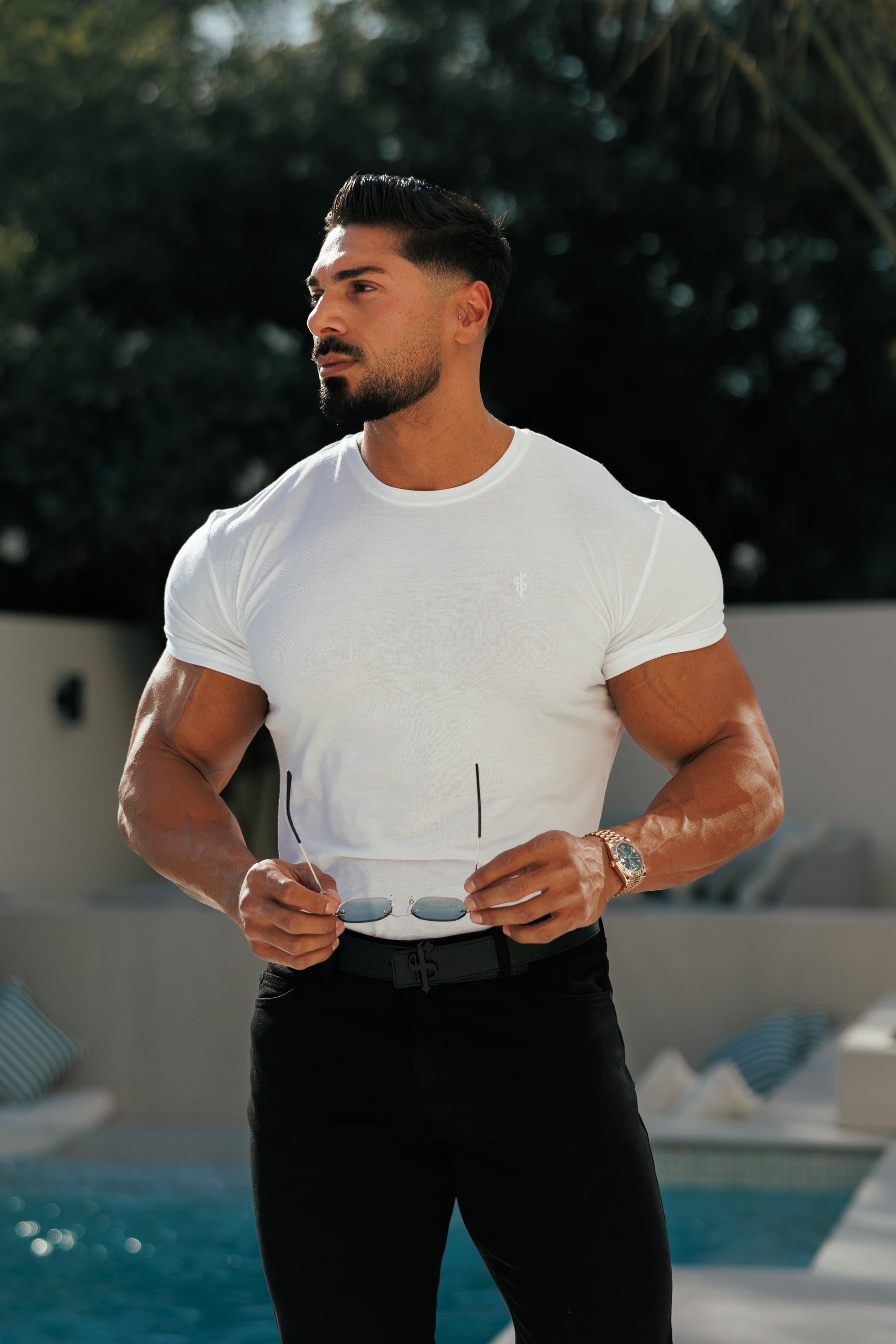 White Bamboo Crew T Shirt - FSH576