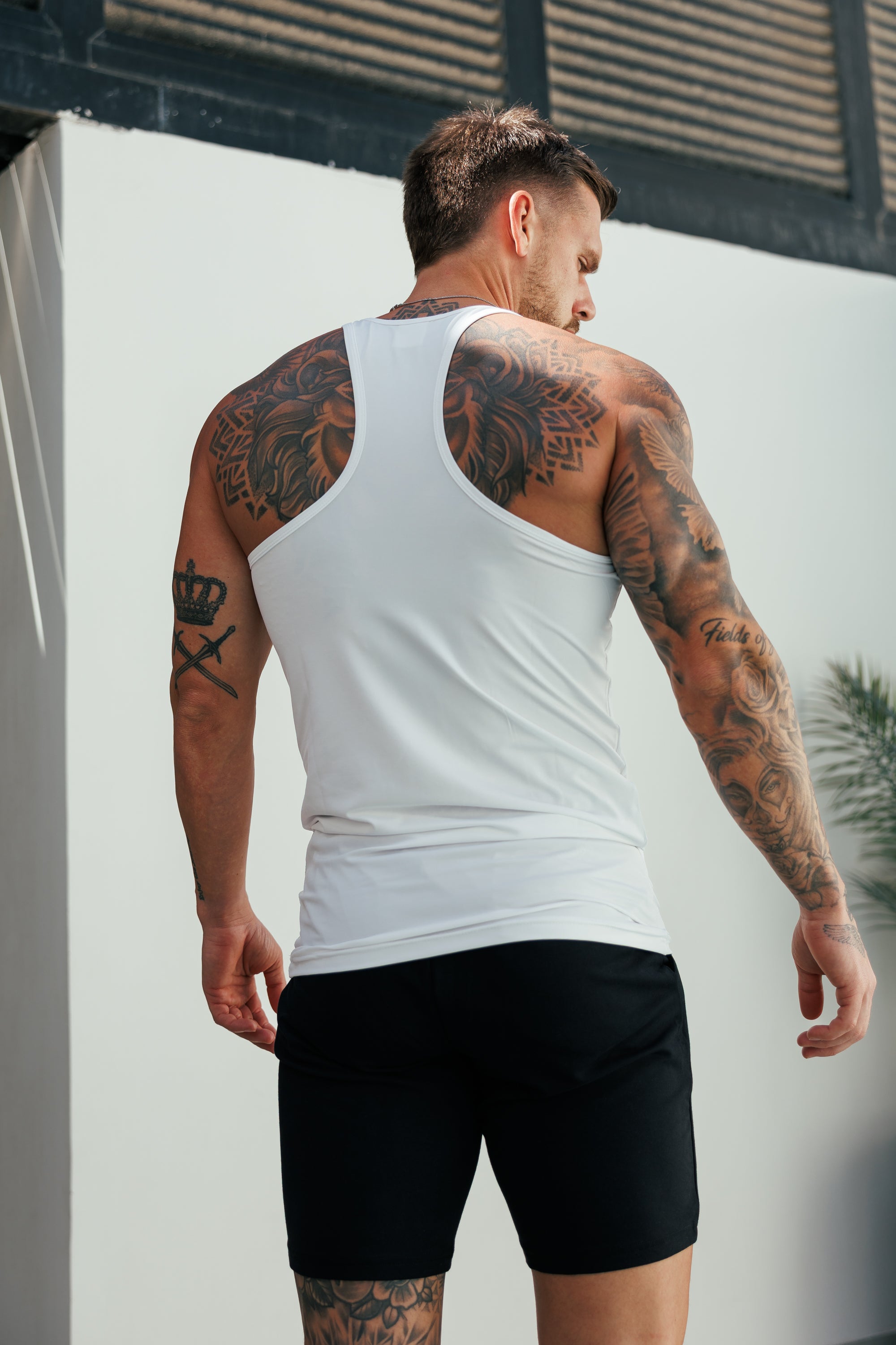 Muscle Fit White Gym Vest - FSH690