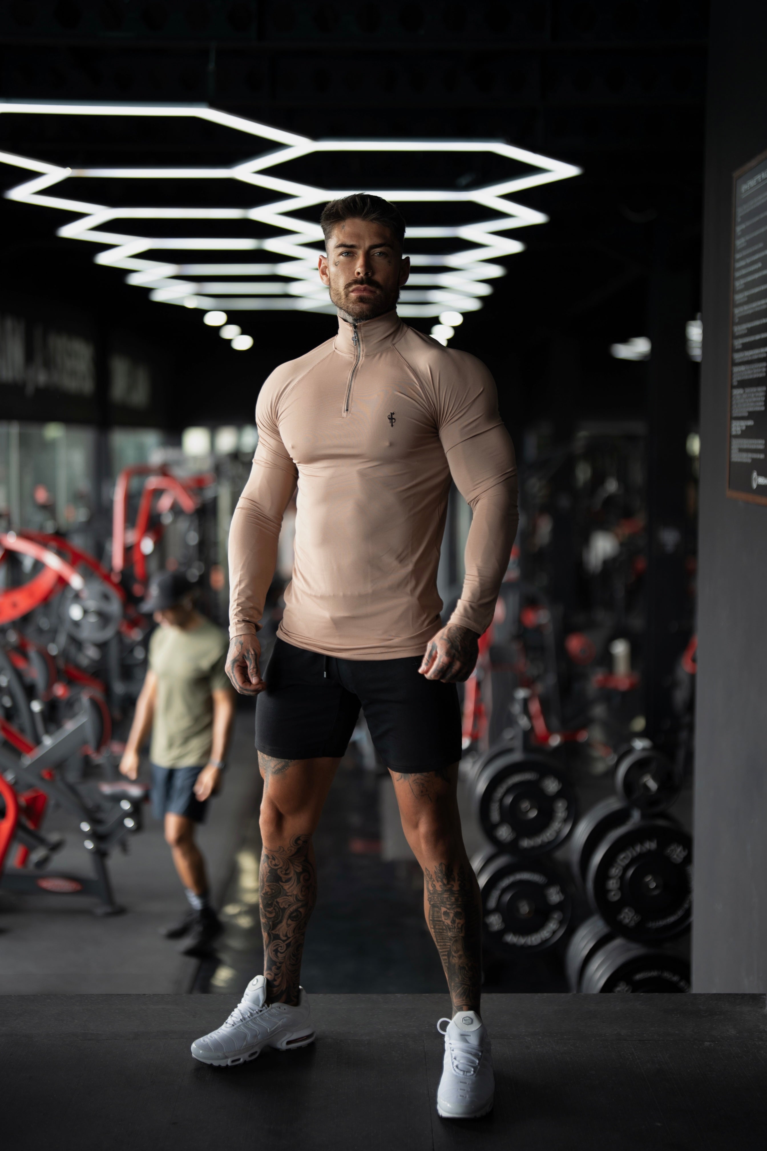 LS Coffee / Black Half Zip Gym Top - FSH1283