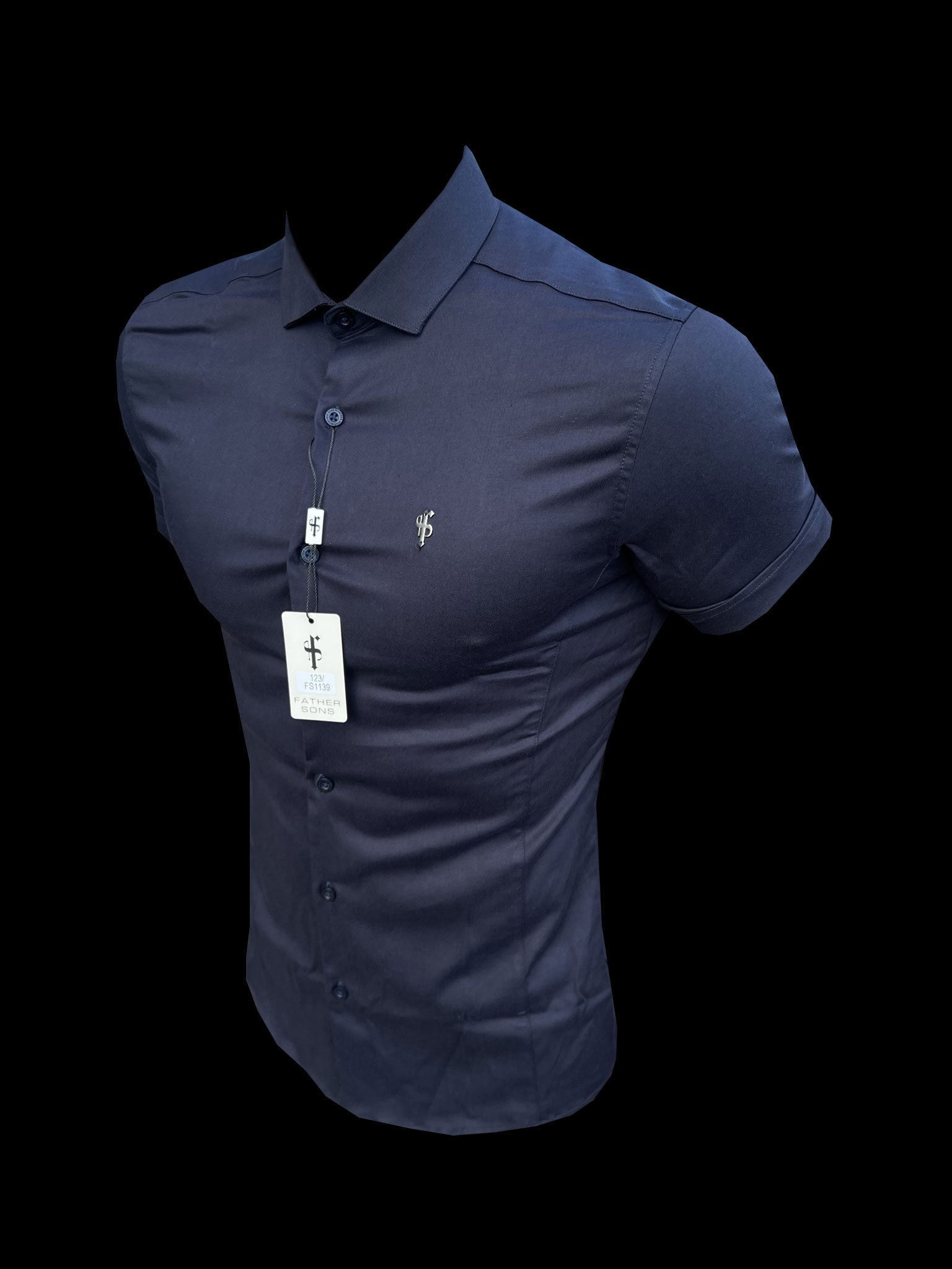 Super Slim Stretch Navy Side Panel Shirt SS - FS1139