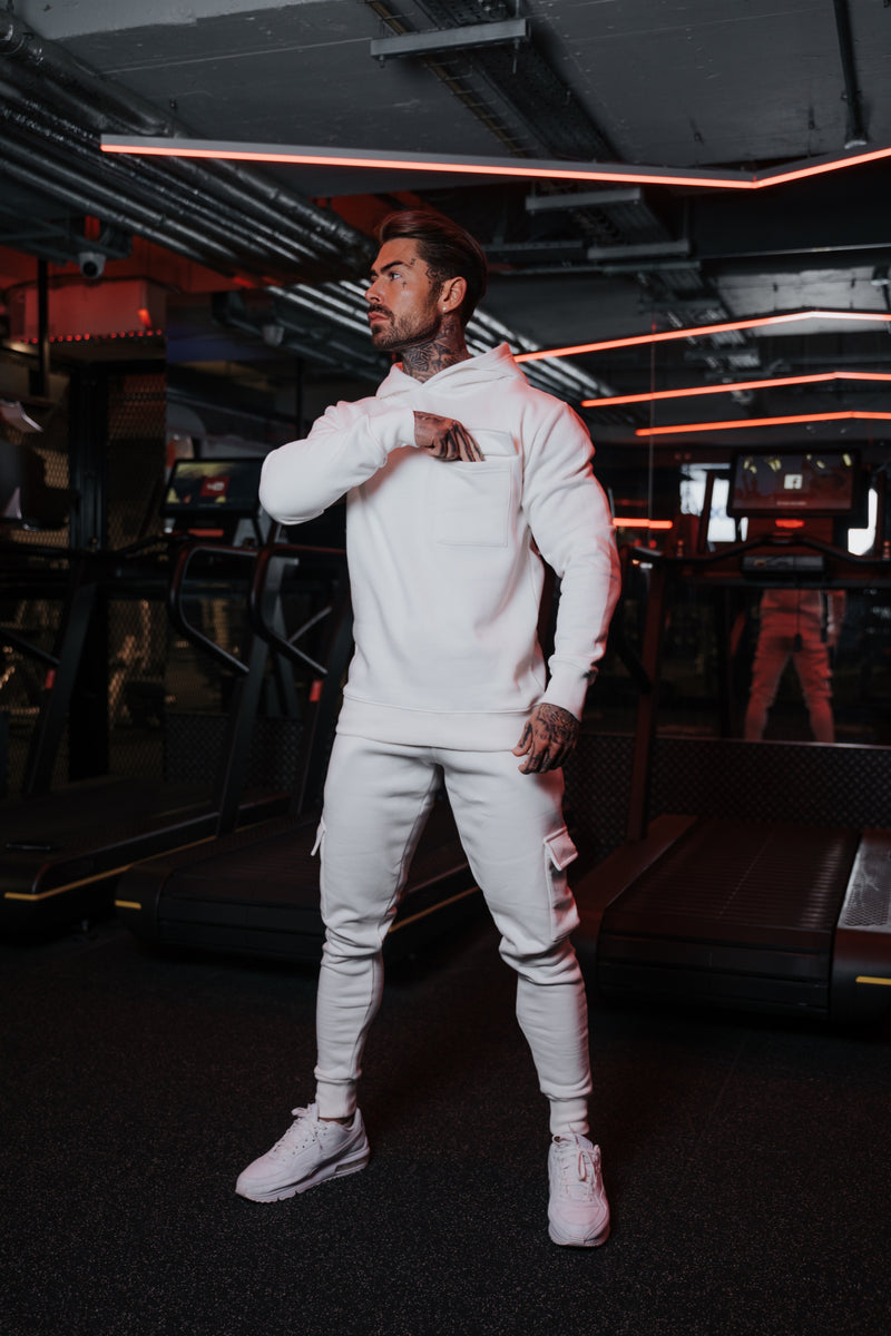 Father Sons Cream Cargo Tracksuit Sweat Pants With Pockets, Cuffed Hem and FS Embroidery - FSH937