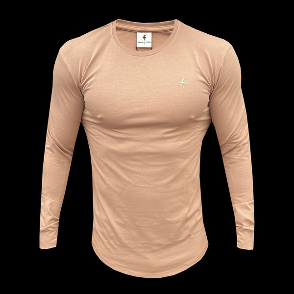 Father Sons Classic Coffee Tonal Curved Hem Long Sleeve Crew T Shirt - FSH1001