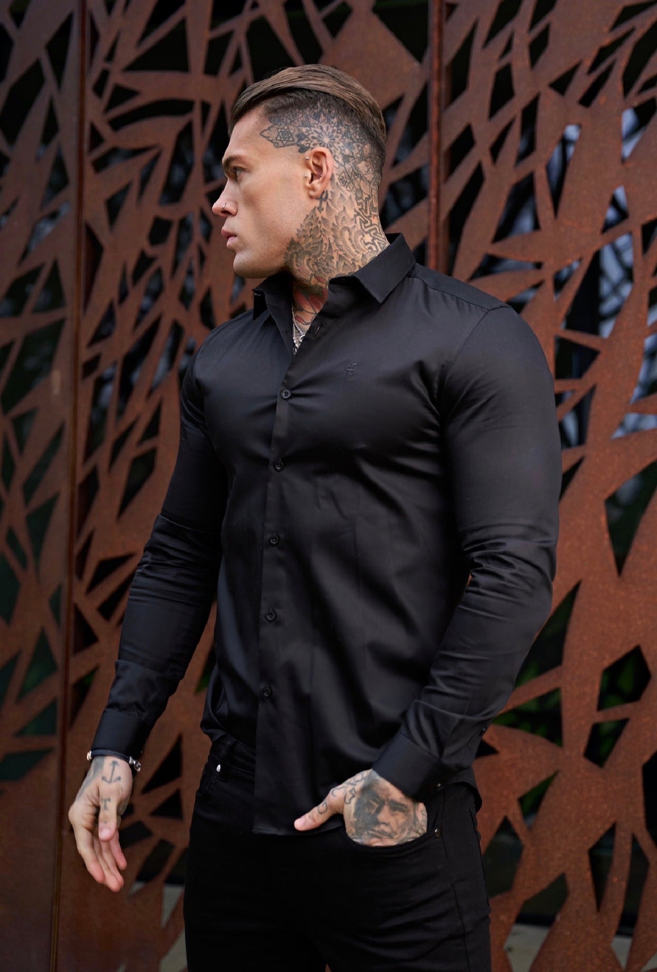 Classic Scuba Black Long Sleeve Stretch with Cutaway Collar - FS1241